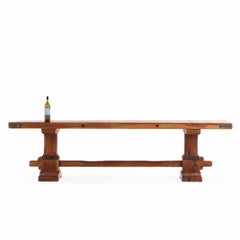 A French Oak Trestle Table with Iron Straps, C. 1920.