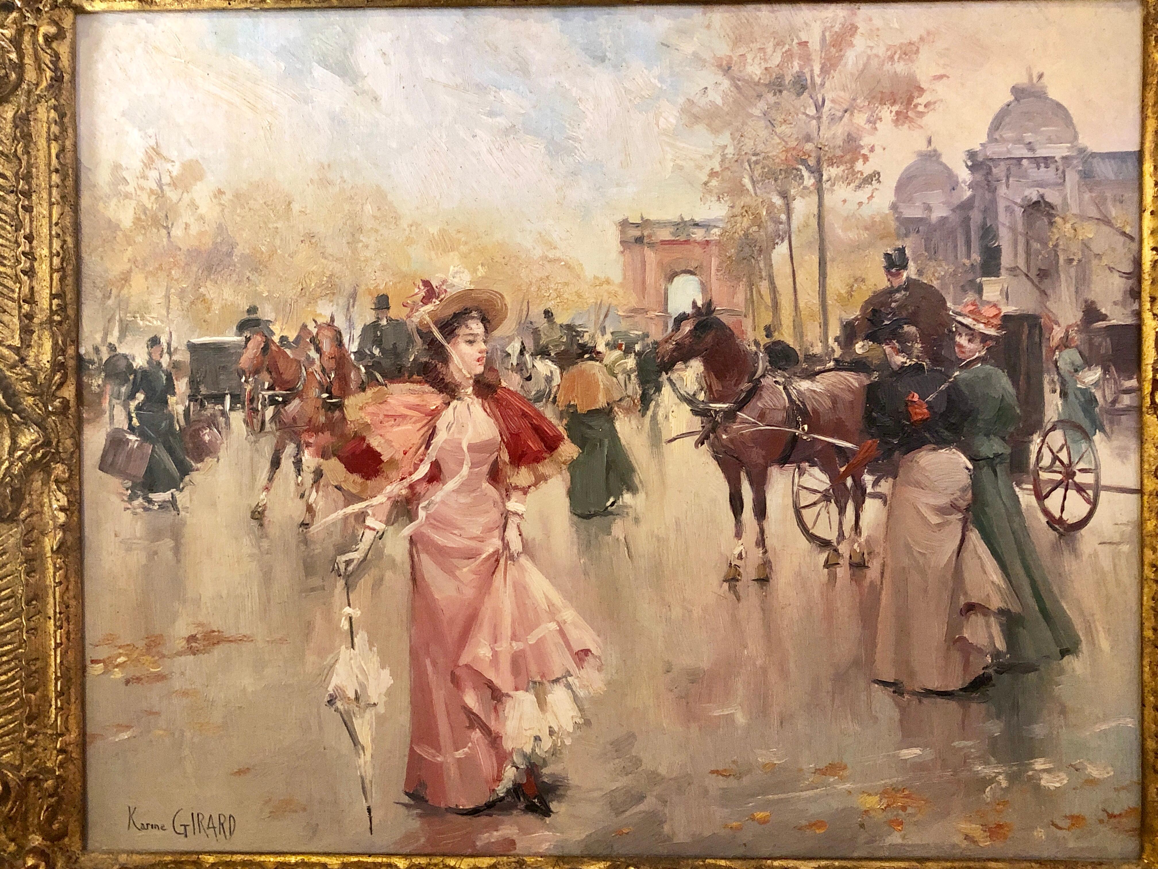 20th Century French Oil on Canvas by Karine Girard 'French 1965' or a Paris Street Scene