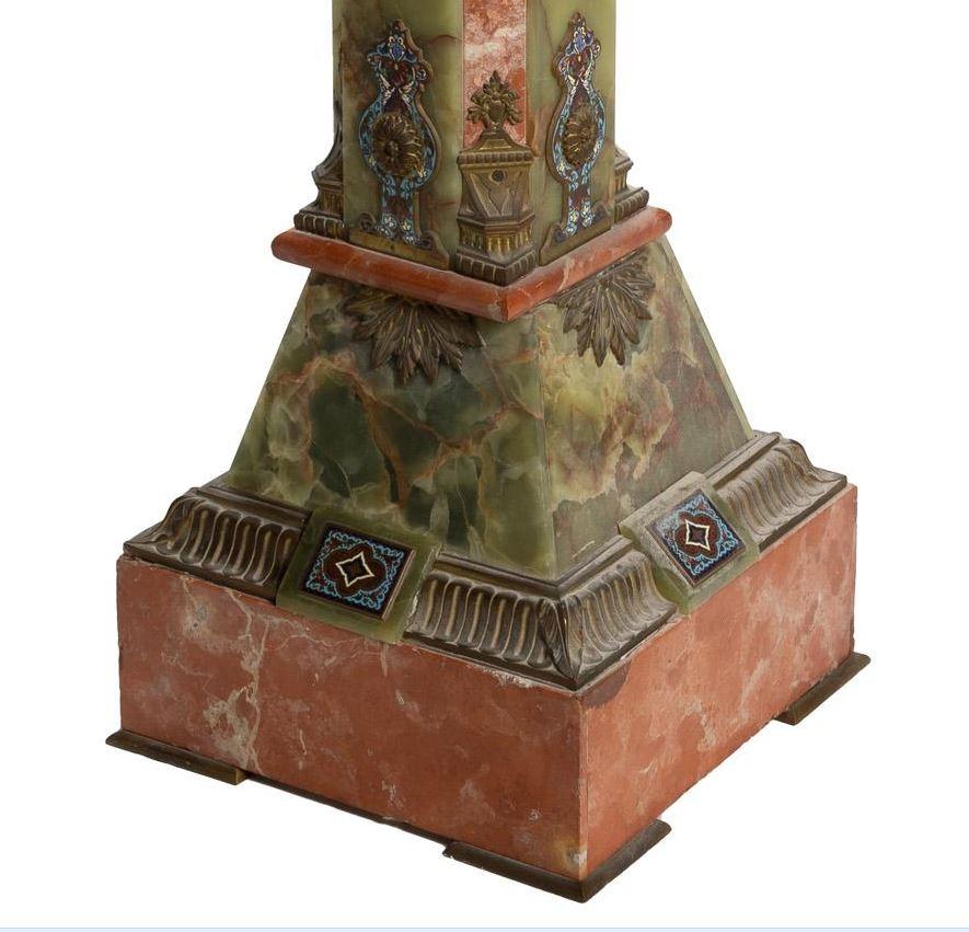 19th Century A French onyx and champlevé enamel pedestal