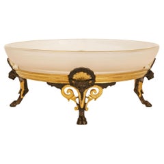 A French Ormolu, Bronze and frosted Crystal centerpiece signed Barbedienne