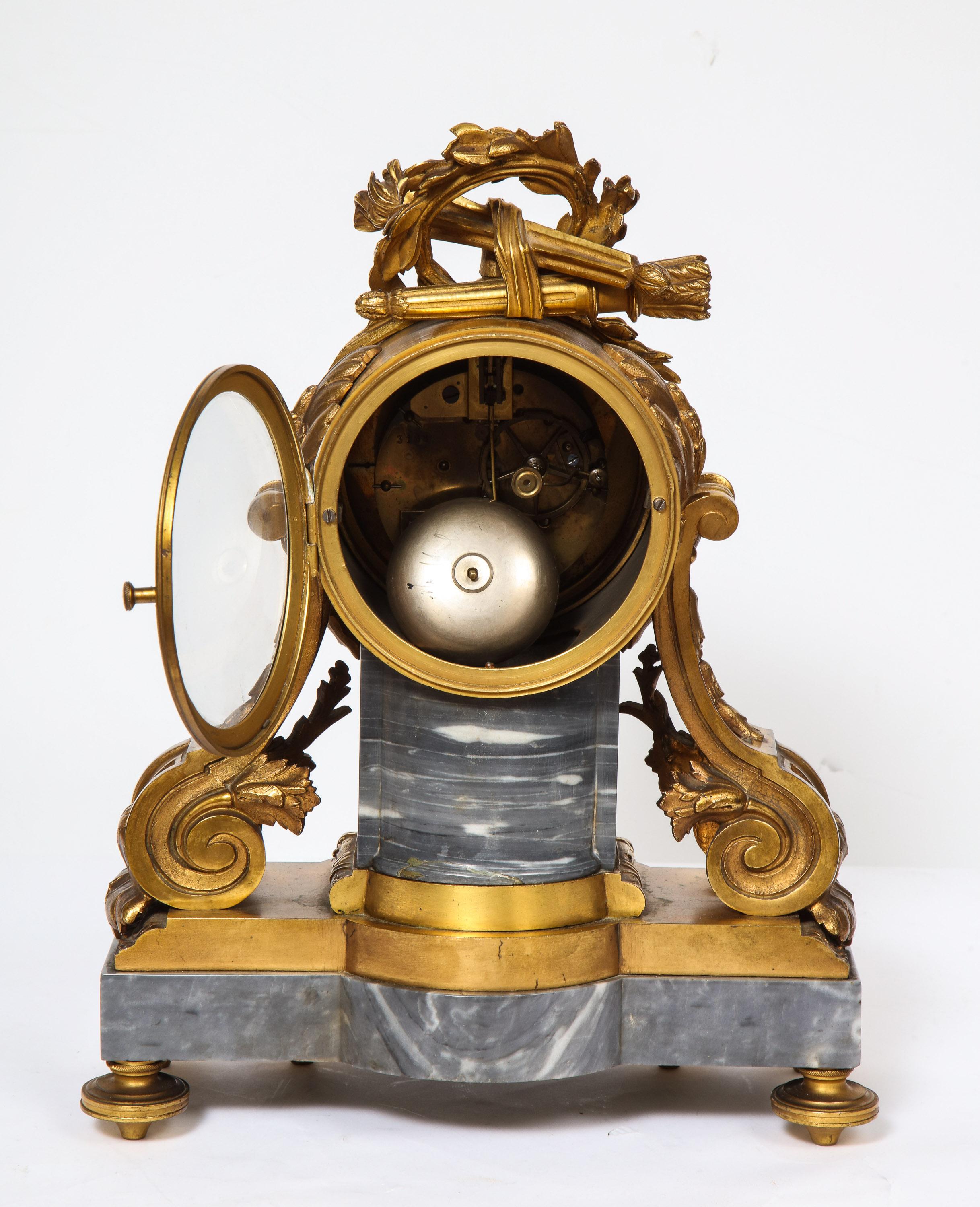 French Ormolu-Mounted Bleu Turquin Marble Clock, Japy Frères, circa 1880 5