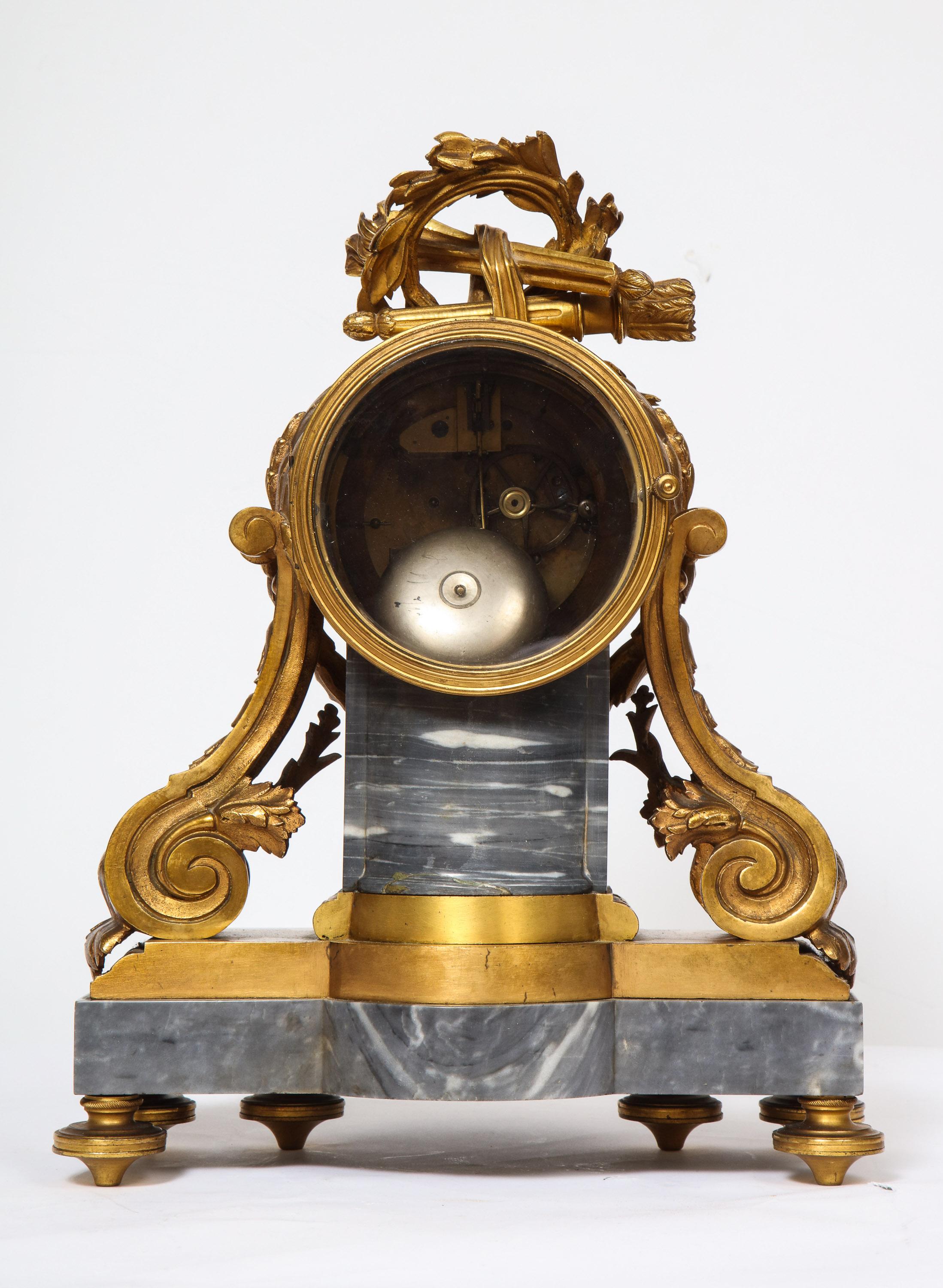 French Ormolu-Mounted Bleu Turquin Marble Clock, Japy Frères, circa 1880 6
