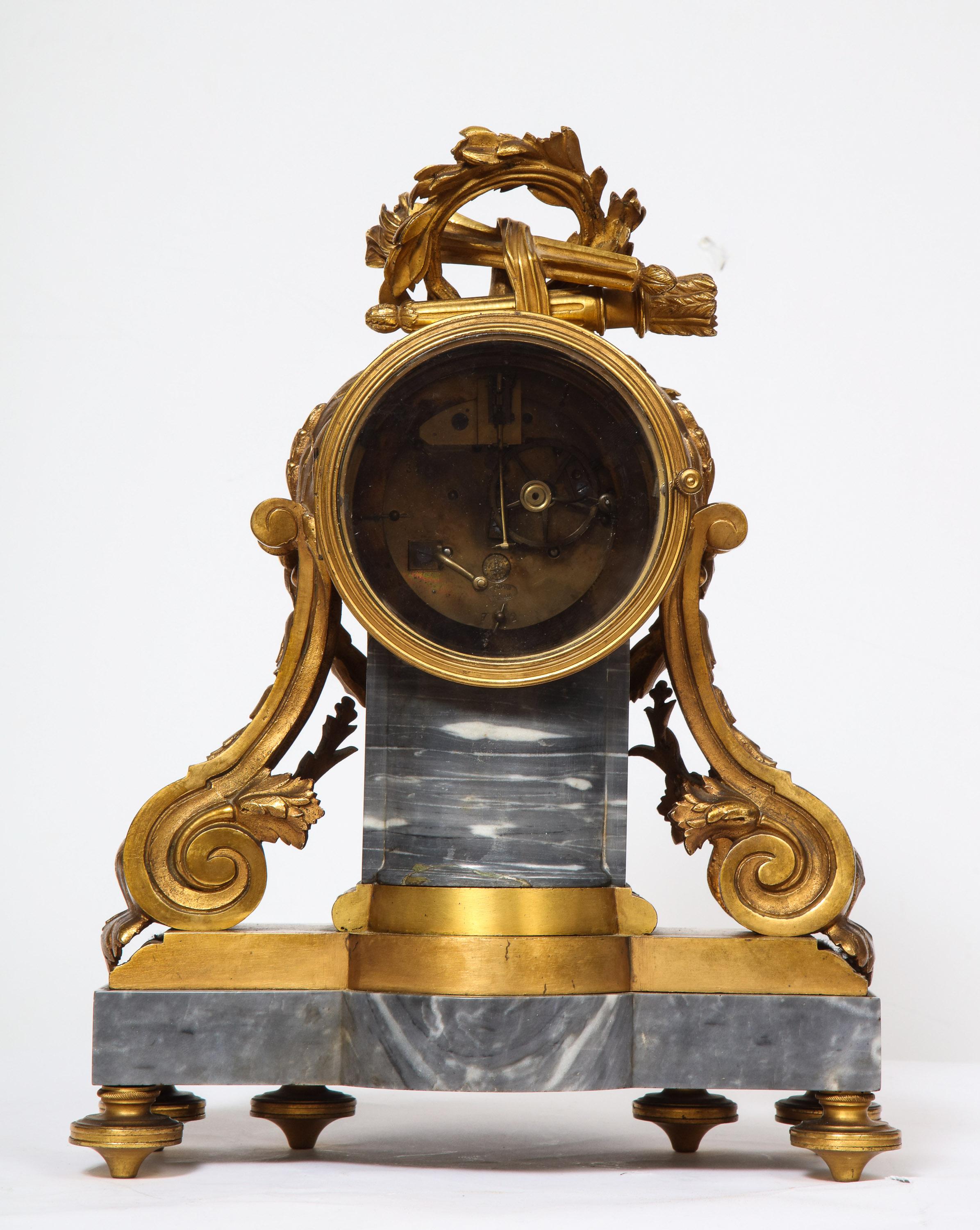 French Ormolu-Mounted Bleu Turquin Marble Clock, Japy Frères, circa 1880 9