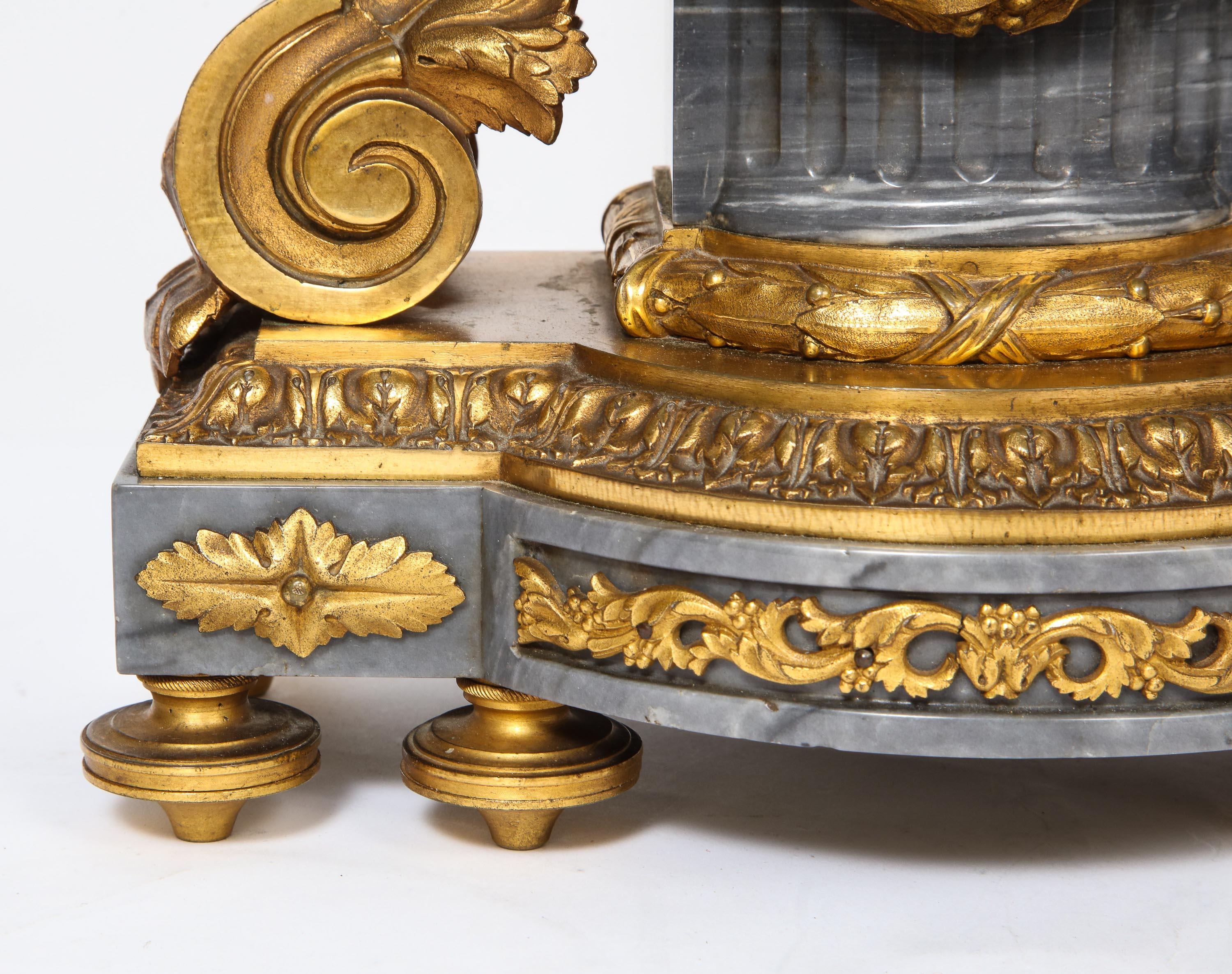 French Ormolu-Mounted Bleu Turquin Marble Clock, Japy Frères, circa 1880 In Good Condition In New York, NY