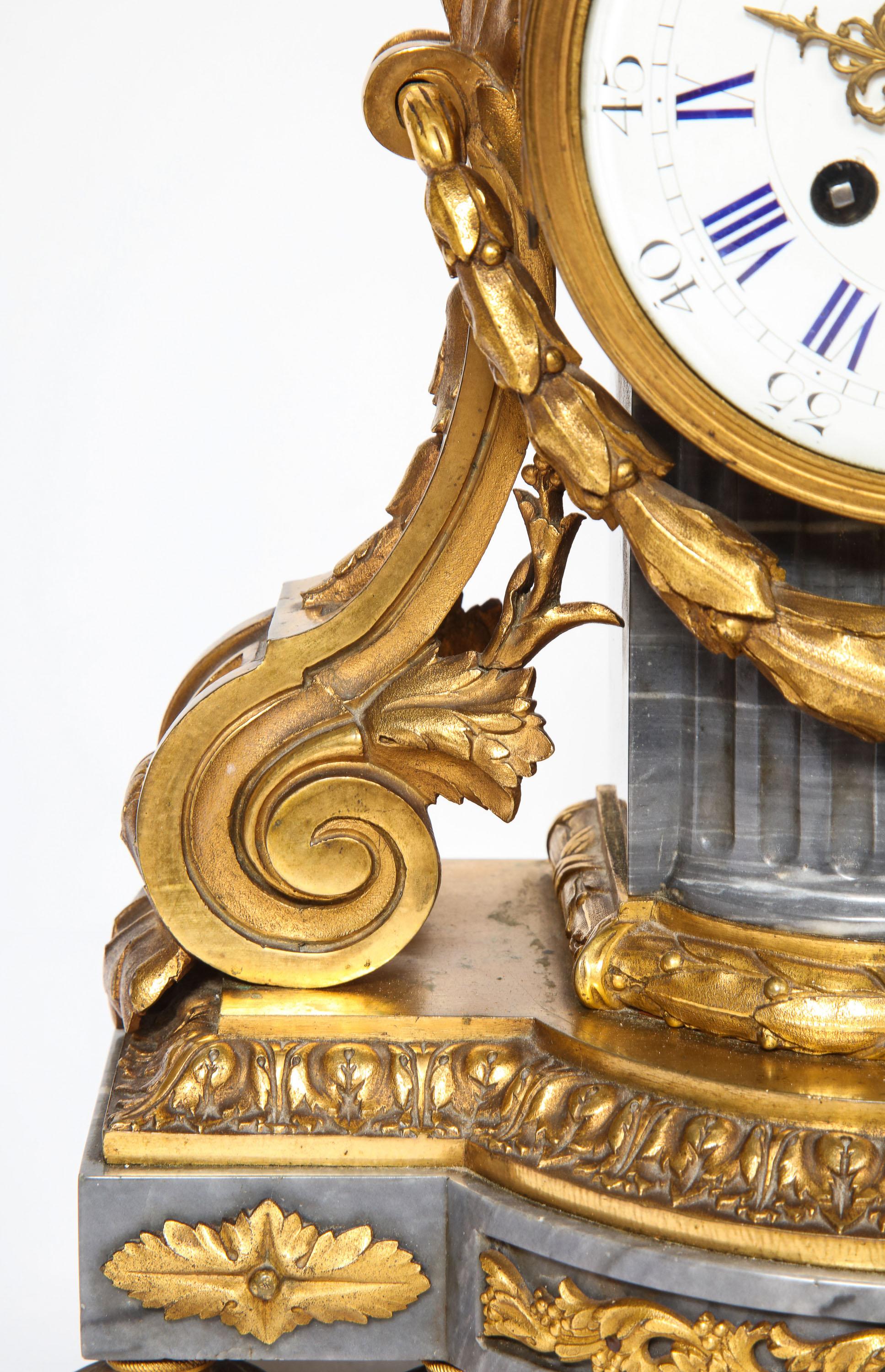 French Ormolu-Mounted Bleu Turquin Marble Clock, Japy Frères, circa 1880 1