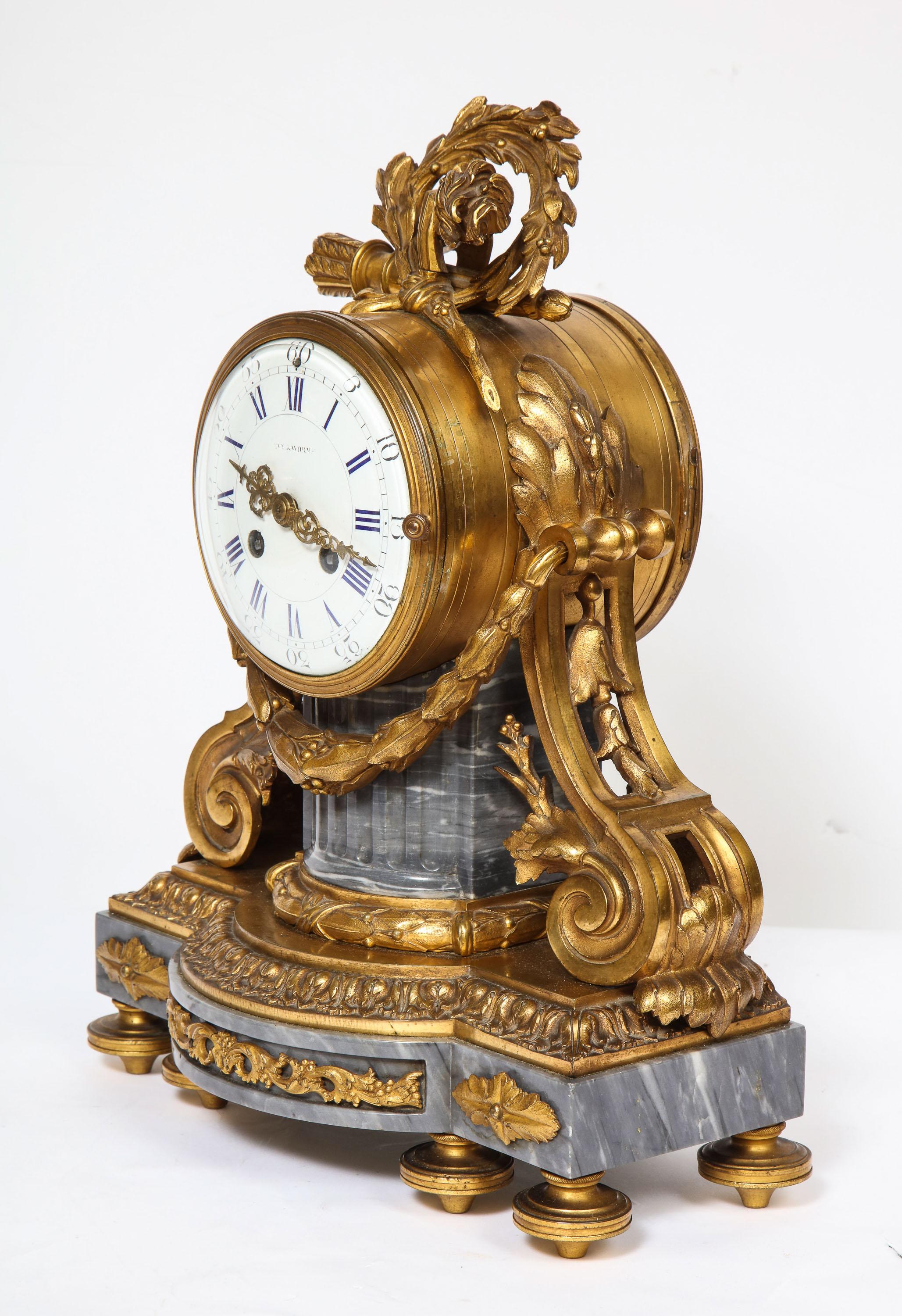 French Ormolu-Mounted Bleu Turquin Marble Clock, Japy Frères, circa 1880 3