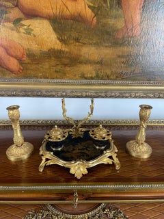 French Ormolu Mounted Japanese Lacquer Inkwell, Attributed, Maison Millet