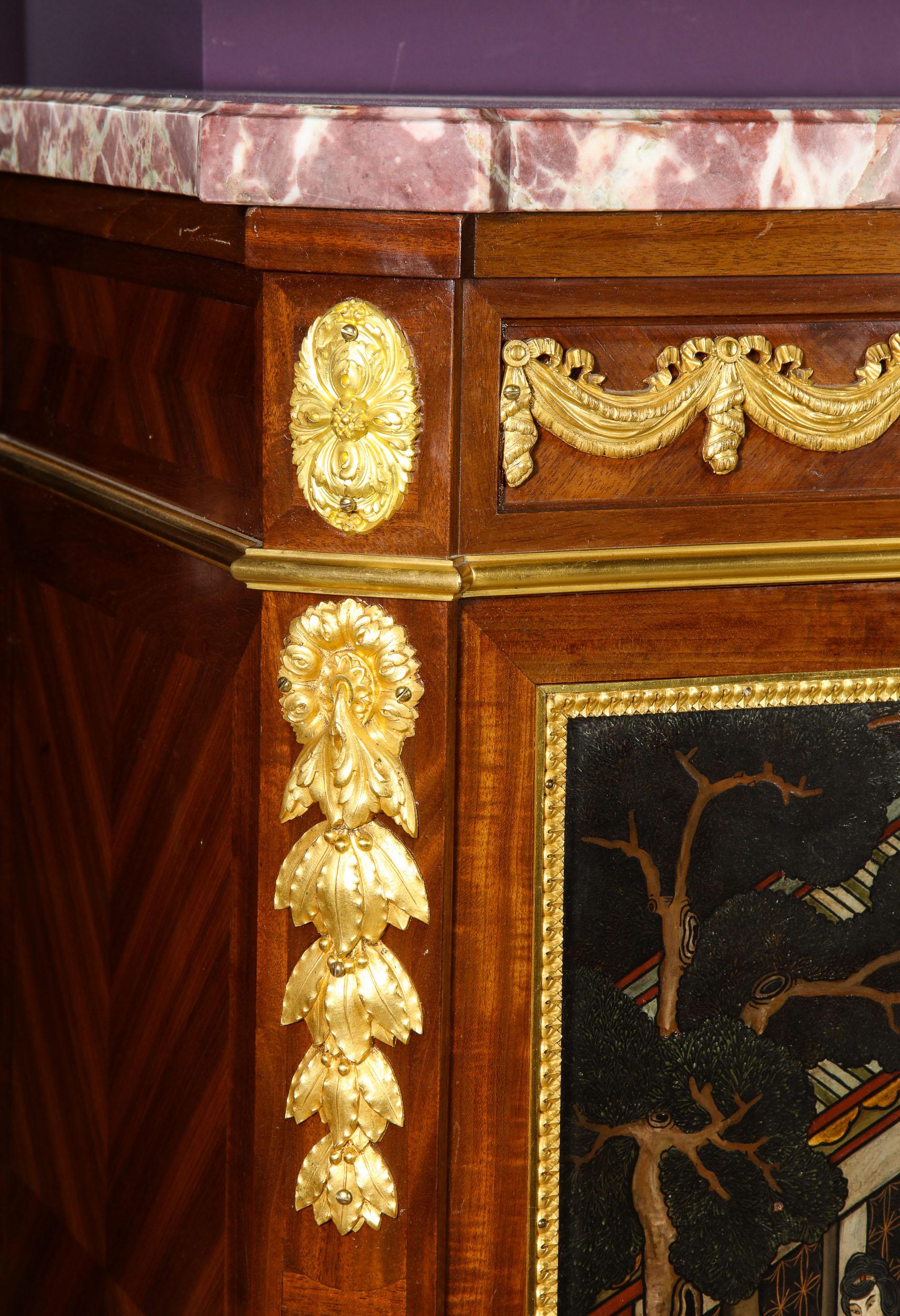 French Ormolu-Mounted Mahogany and Coromandel Lacquer Cabinet by Fernand Kohl 1