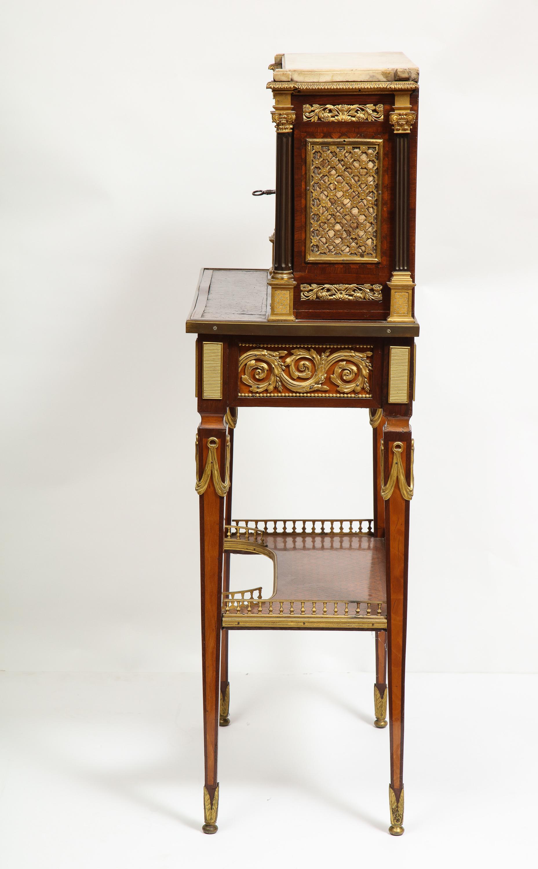 French Ormolu Mounted Mahogany Bonheur Du Jour, Attributed to Henry Dasson 10