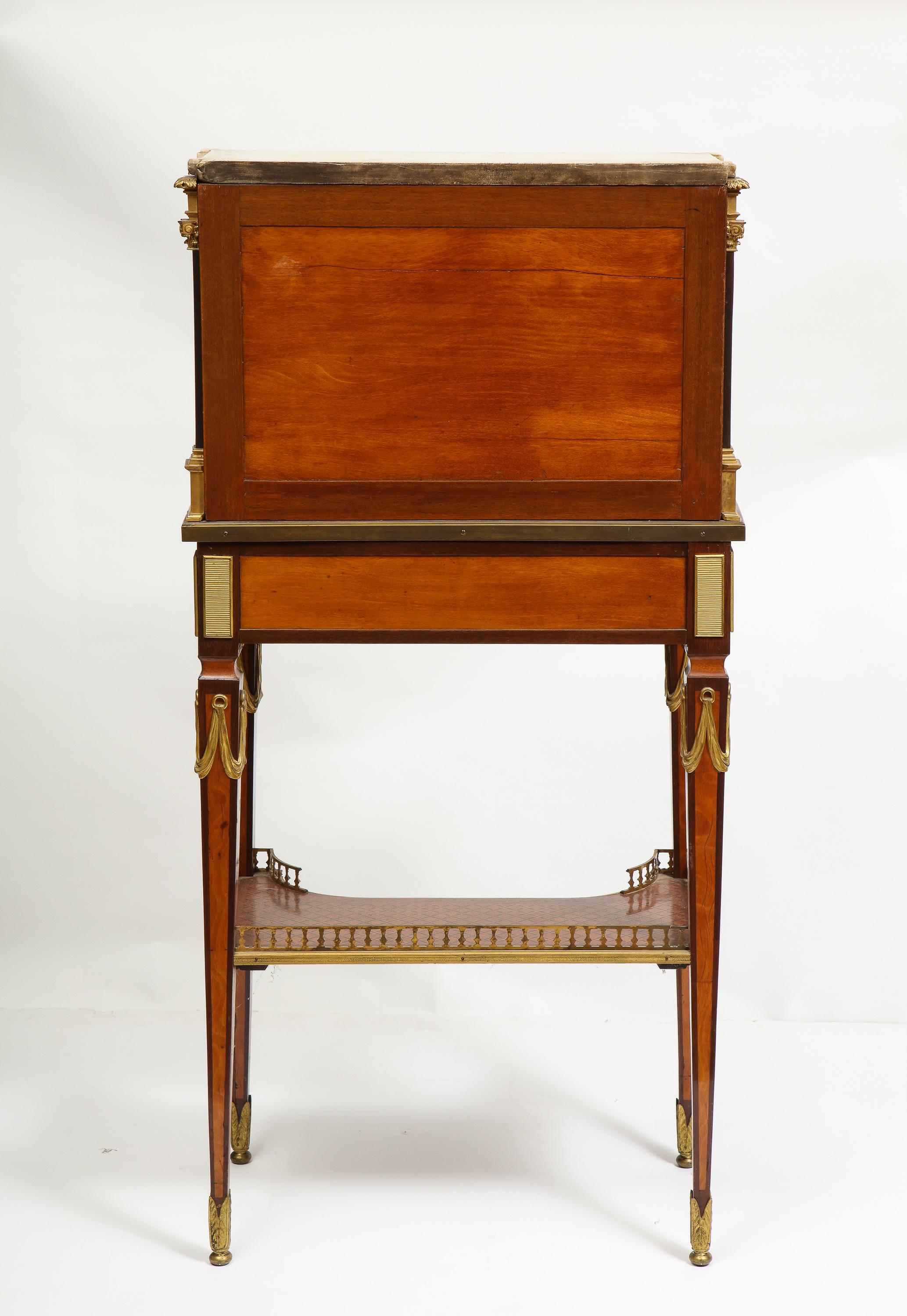 French Ormolu Mounted Mahogany Bonheur Du Jour, Attributed to Henry Dasson 15