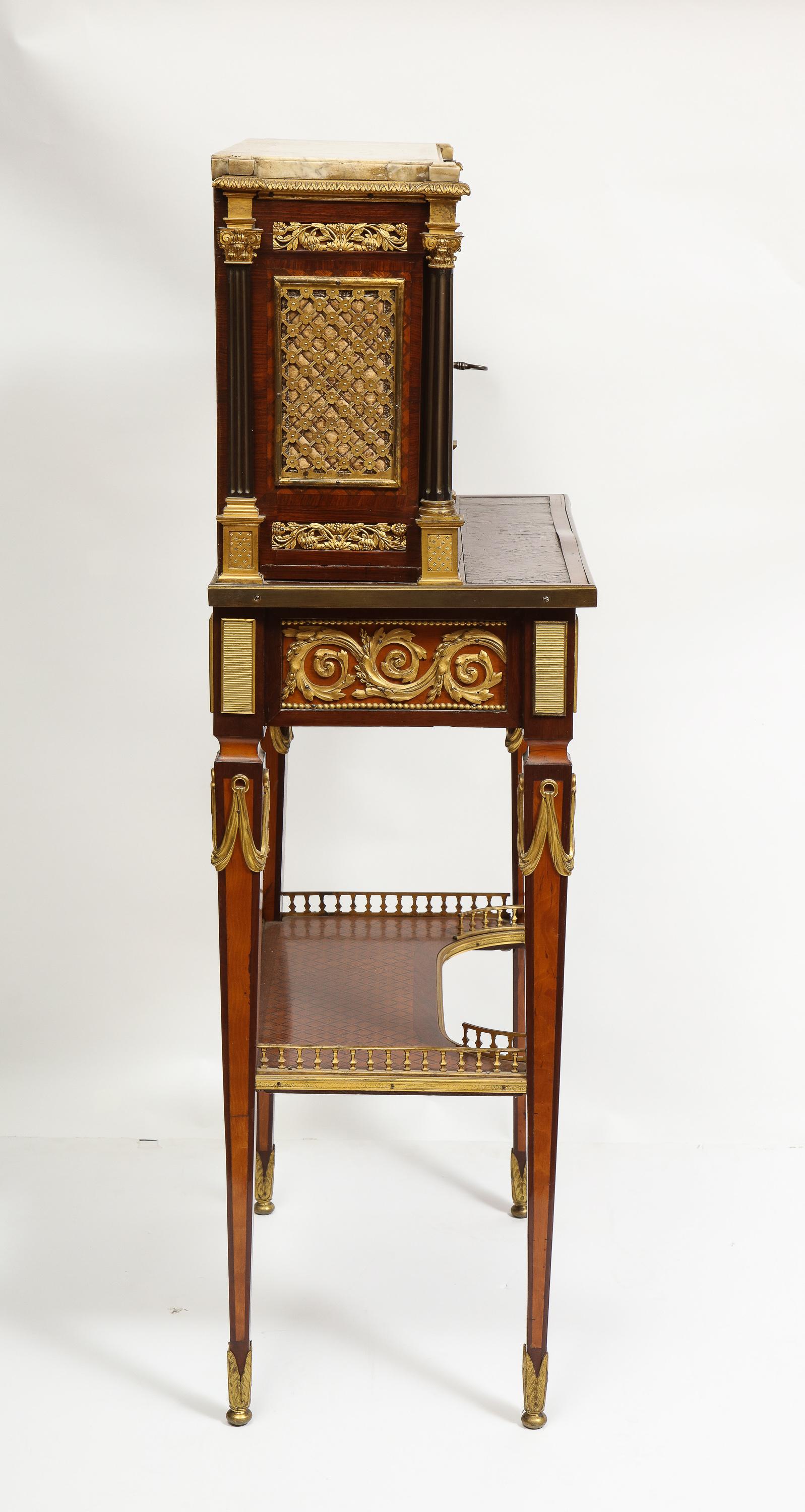 French Ormolu Mounted Mahogany Bonheur Du Jour, Attributed to Henry Dasson In Good Condition In New York, NY