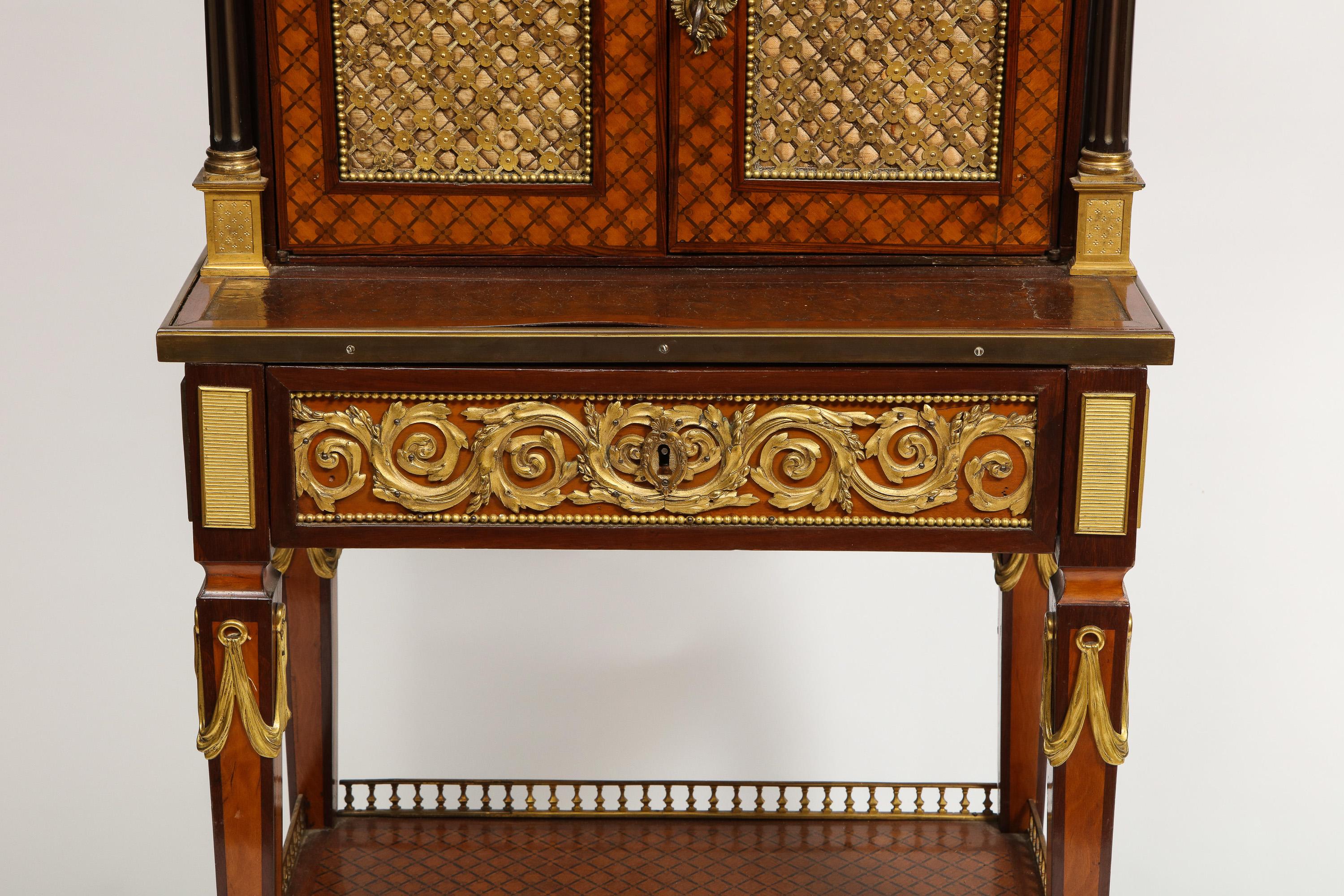 French Ormolu Mounted Mahogany Bonheur Du Jour, Attributed to Henry Dasson 1