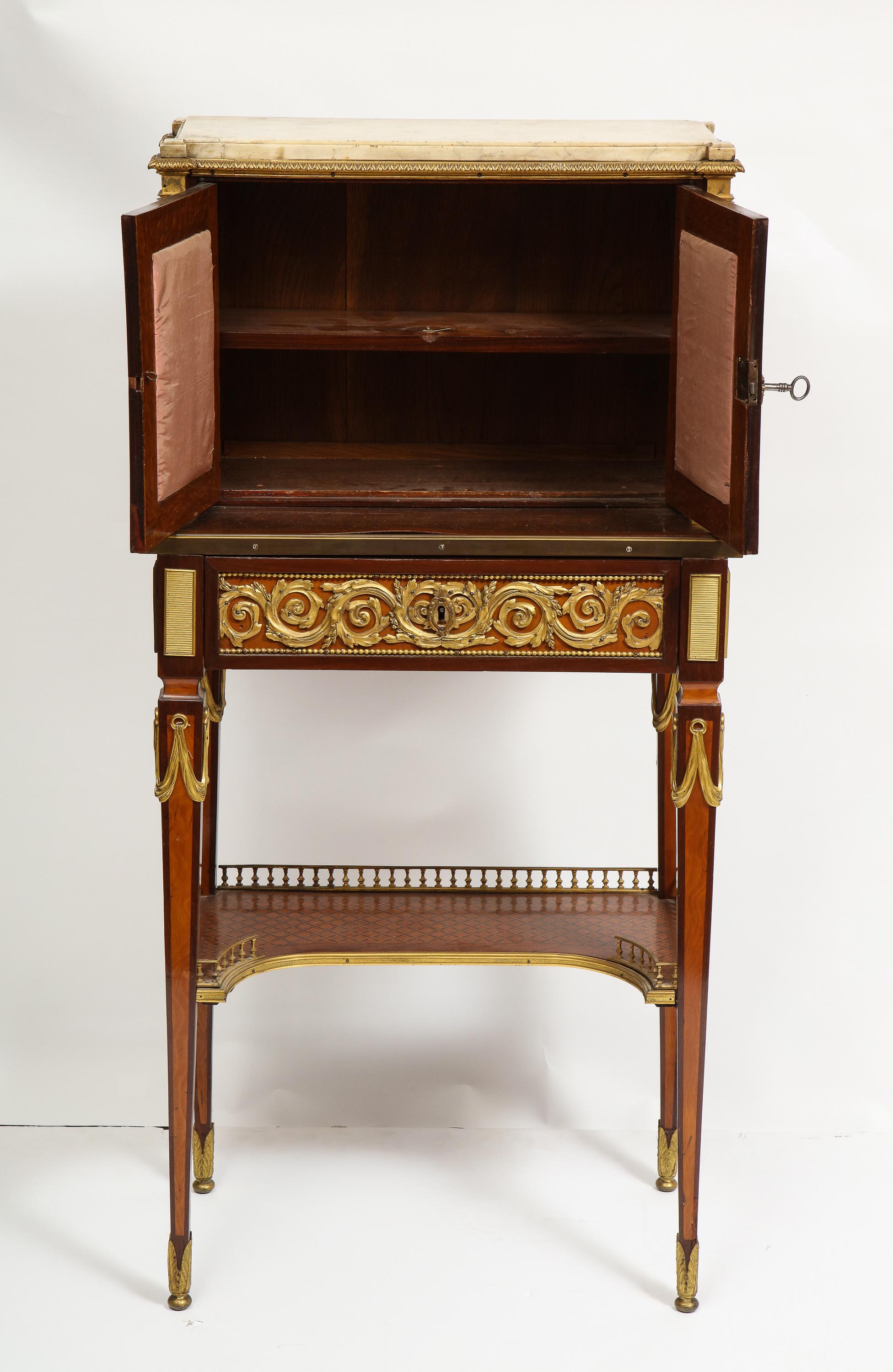 French Ormolu Mounted Mahogany Bonheur Du Jour, Attributed to Henry Dasson 4