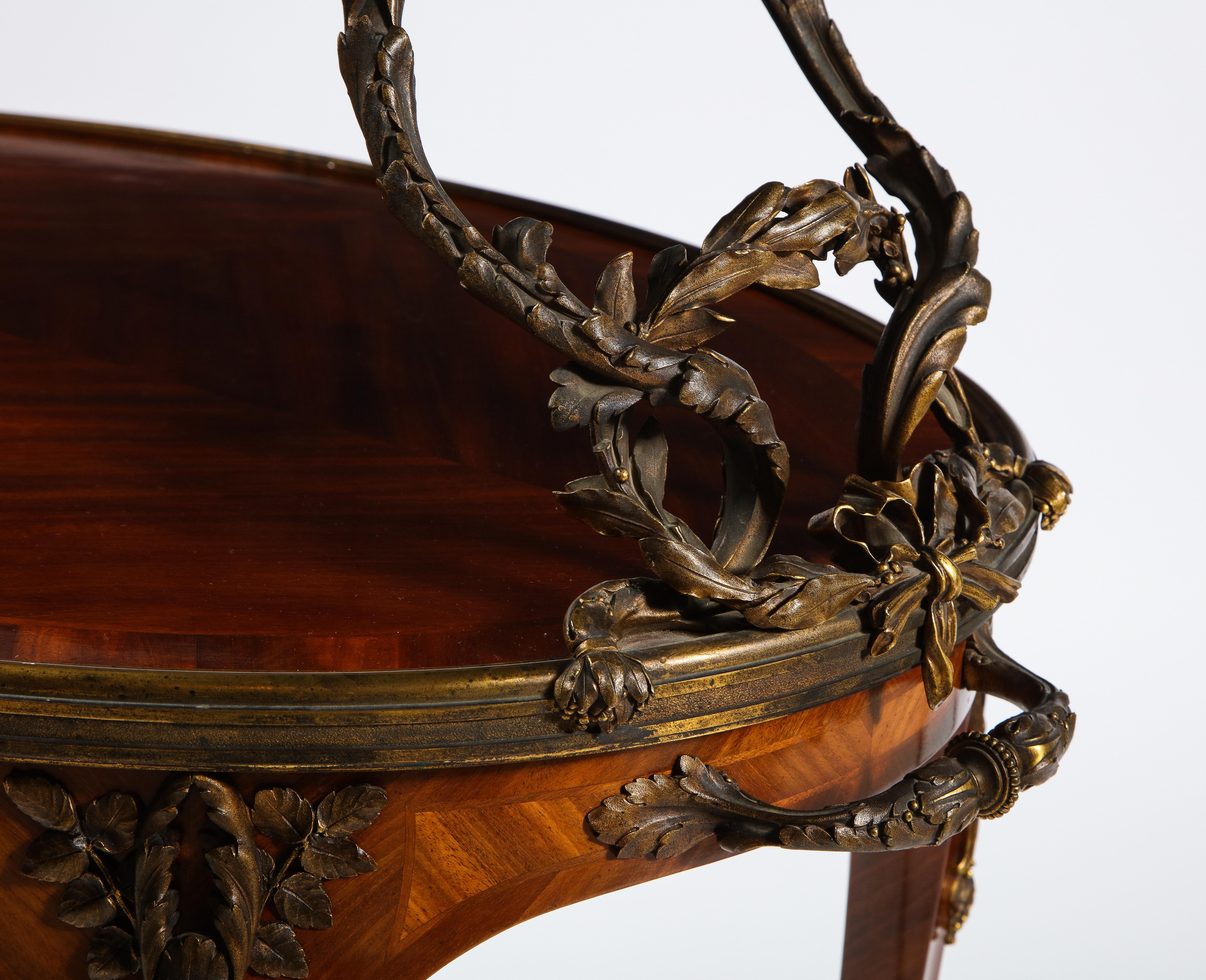 French Ormolu-Mounted Mahogany Two-Tier Tea Table, Attributed to Paul Sormani For Sale 8