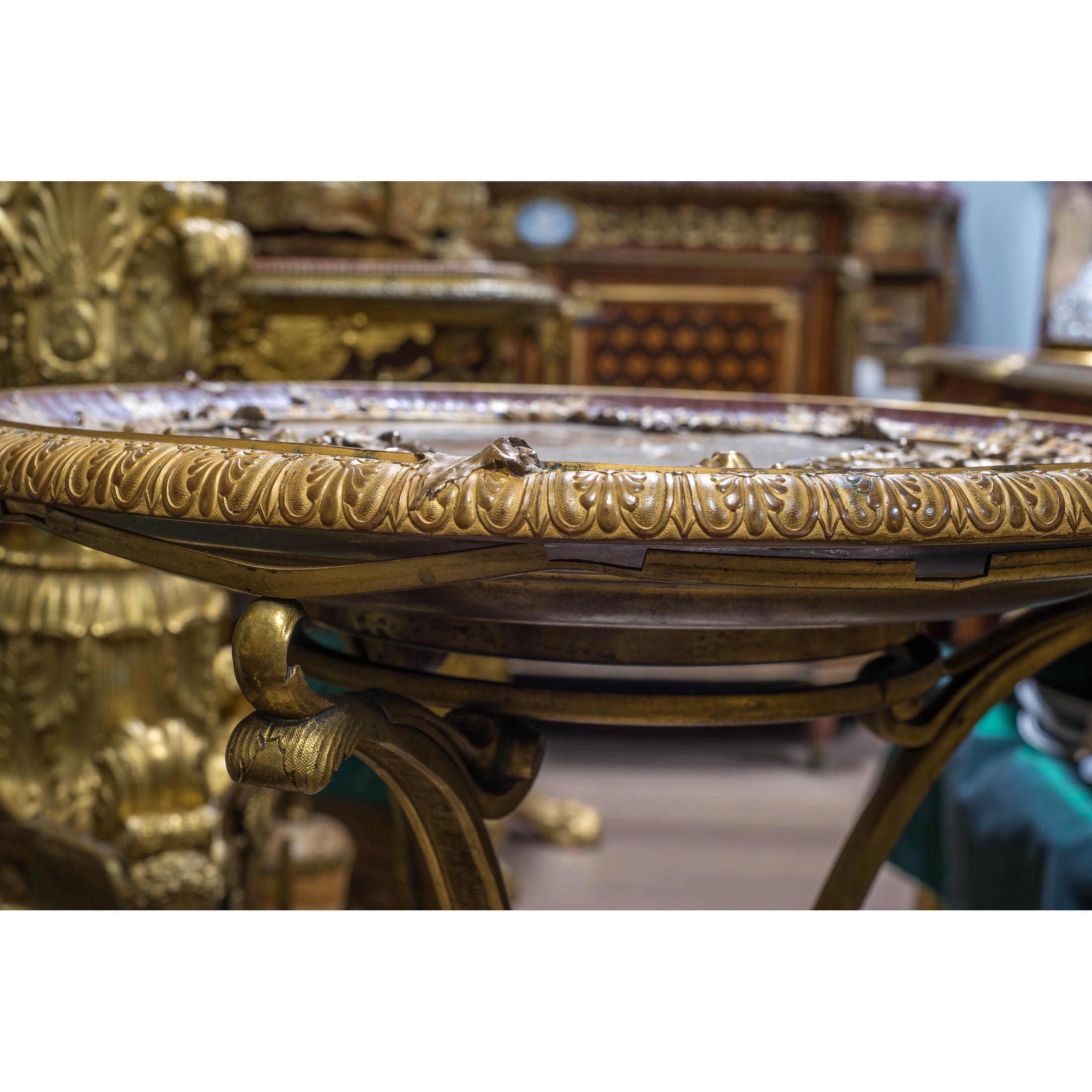 19th Century French Ormolu-Mounted, Polychrome, Patinated Bronze and Onyx Gueridon