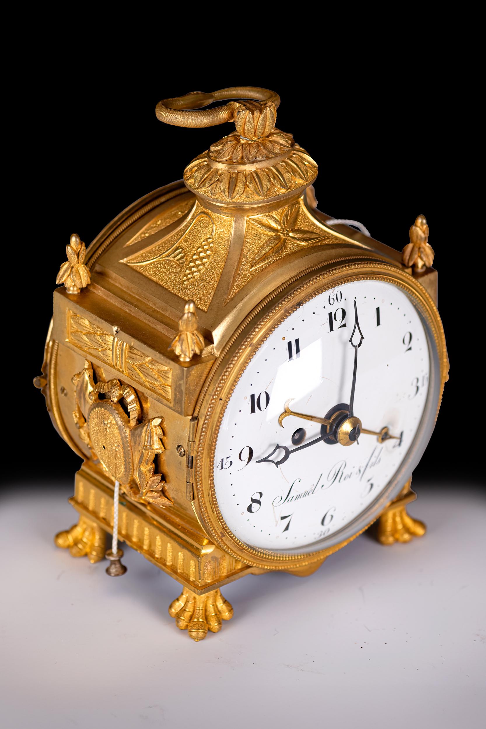 Pendule d'Officier di Le Roi & Fils in ormoluro francese con un quarto di dollaro in vendita 3