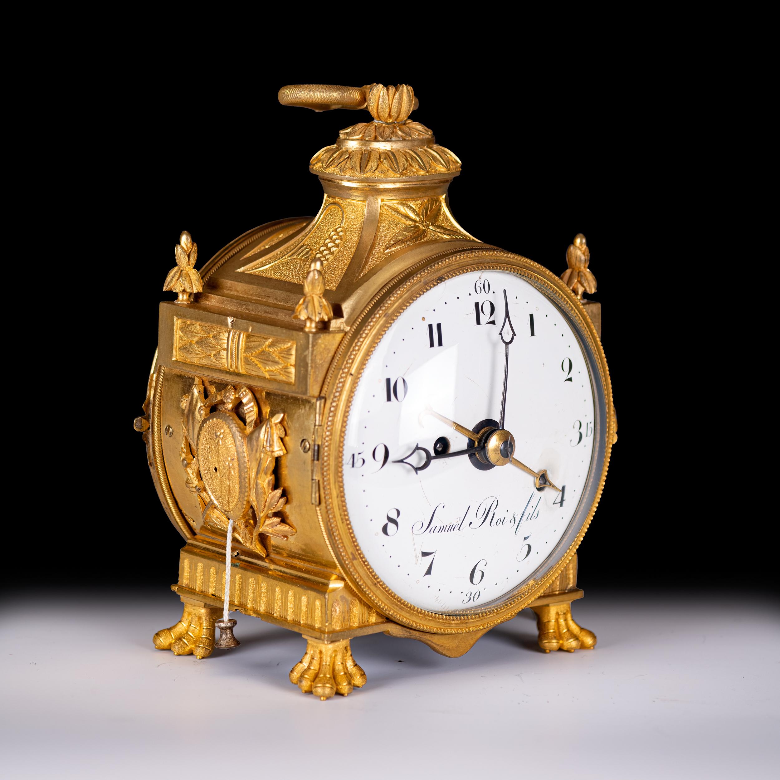 Pendule d'Officier di Le Roi & Fils in ormoluro francese con un quarto di dollaro in vendita 2