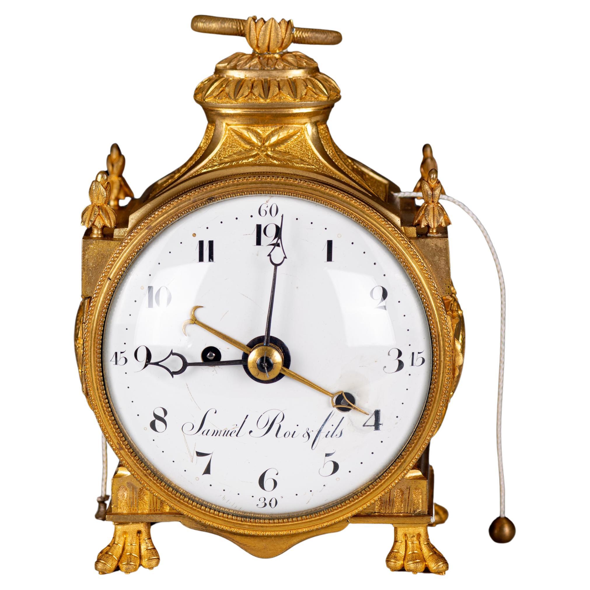 A French Ormolu Quarter-Striking Pendule D'Officier By Le Roi & Fils