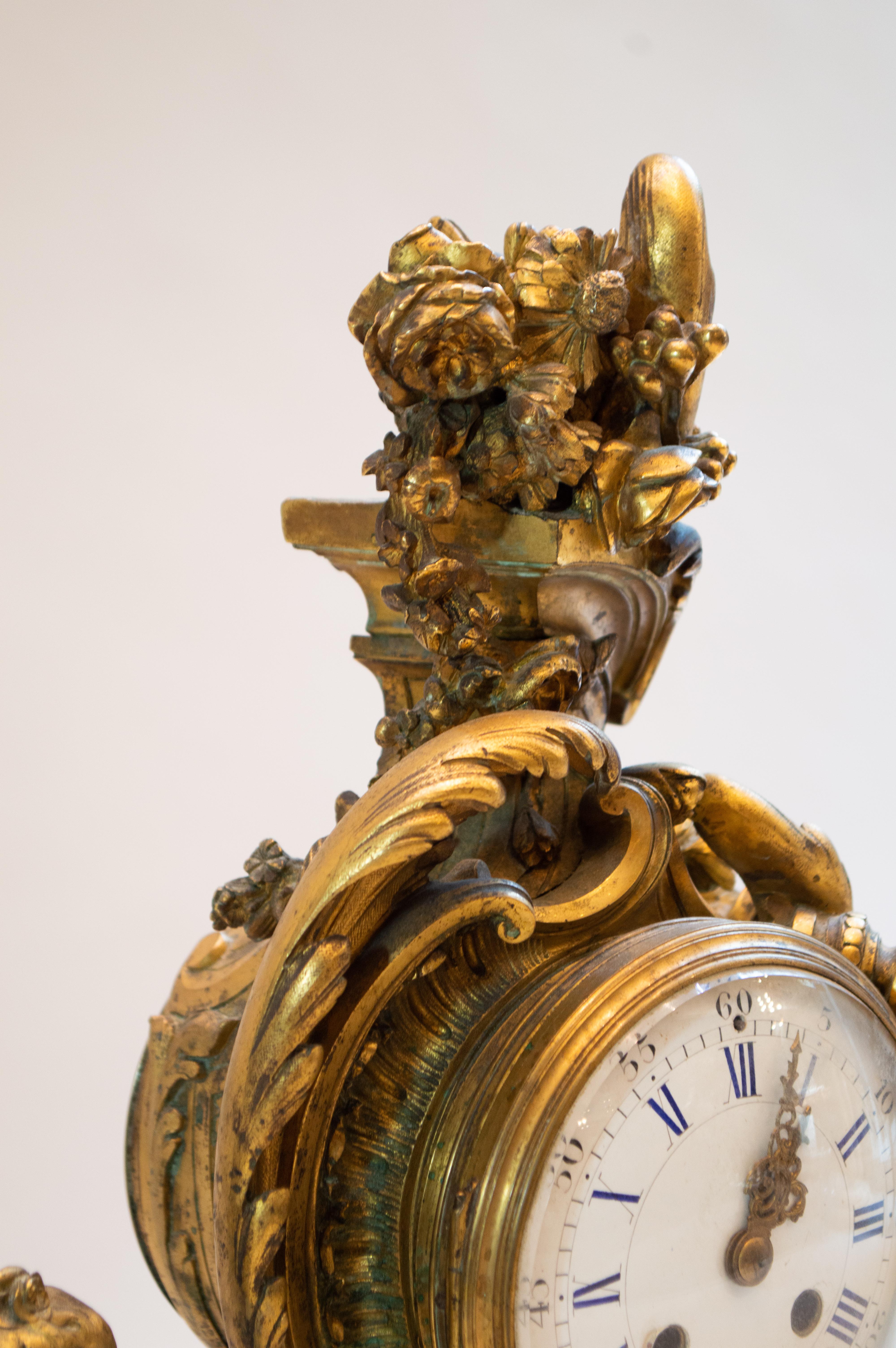 Napoleon III French Ormulu Mantle Clock For Sale