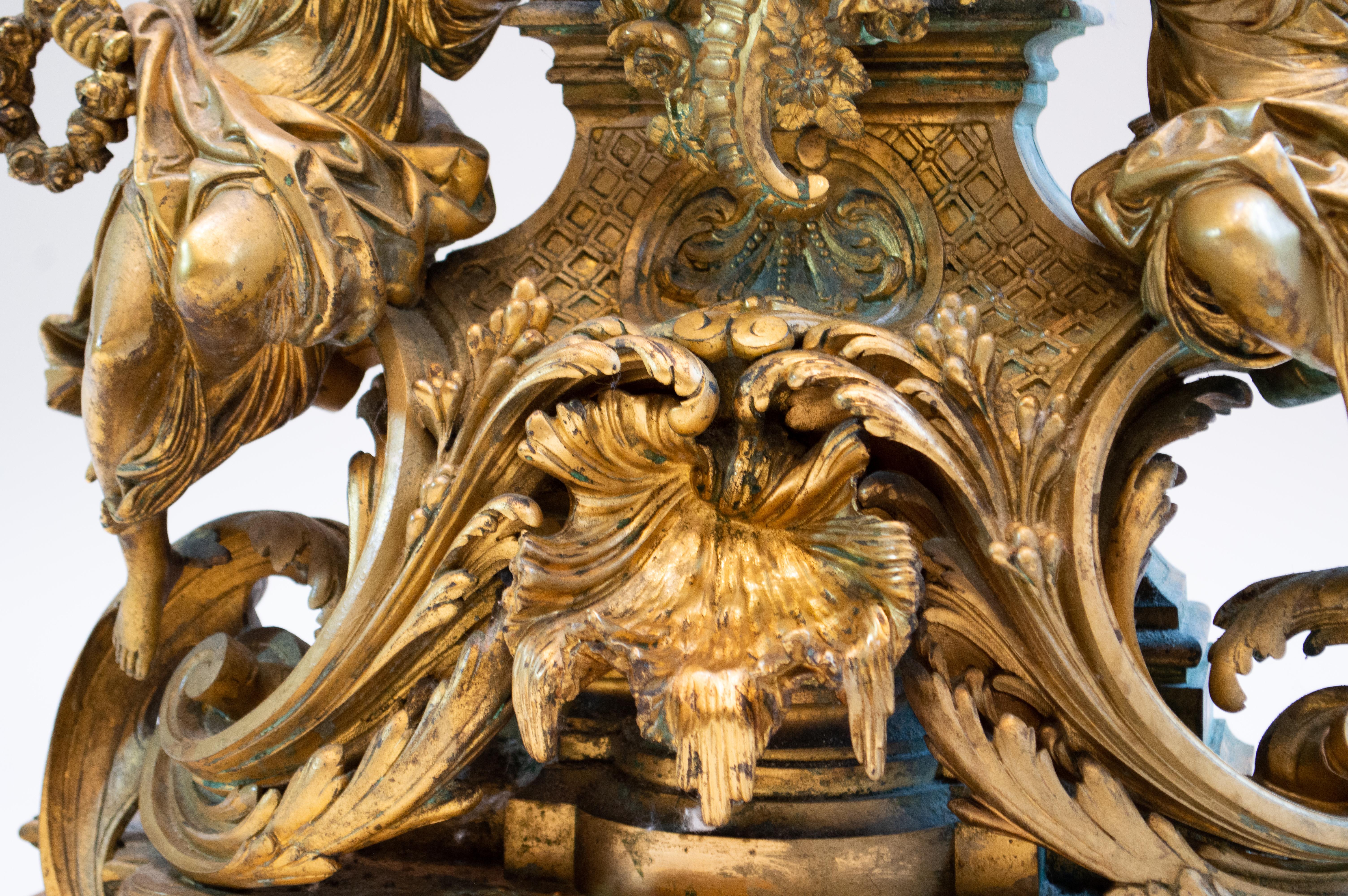 Bronzed French Ormulu Mantle Clock For Sale