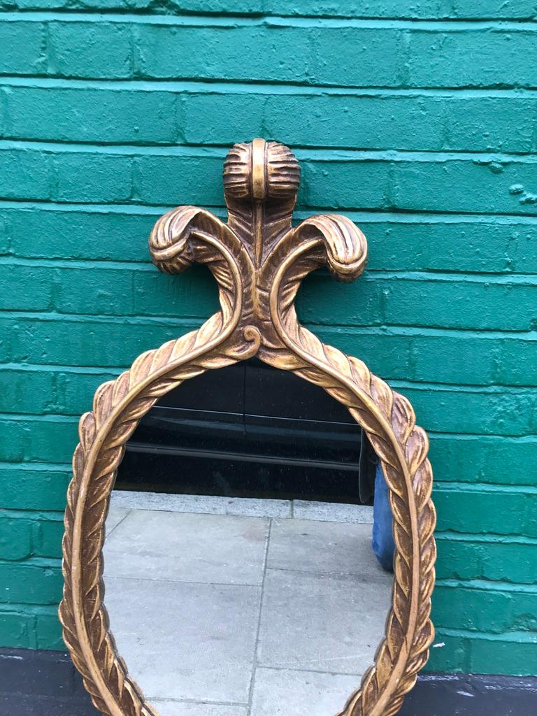 19th Century French Oval Hand Carved Gold Gilt Mirror