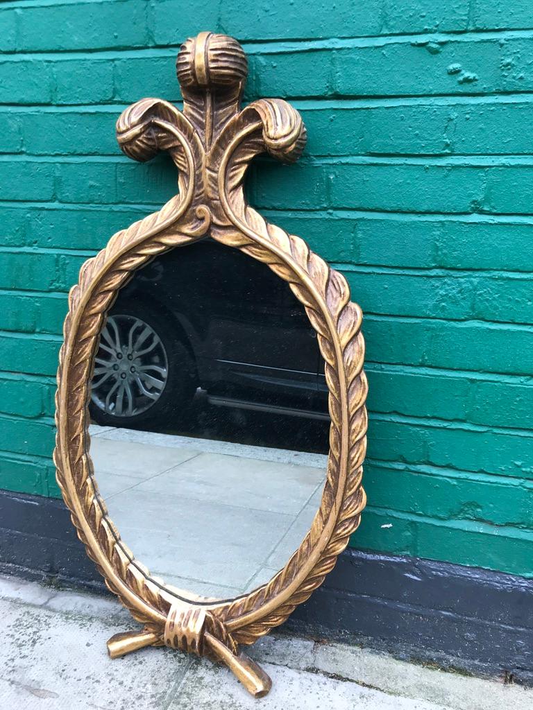 French Oval Hand Carved Gold Gilt Mirror 2