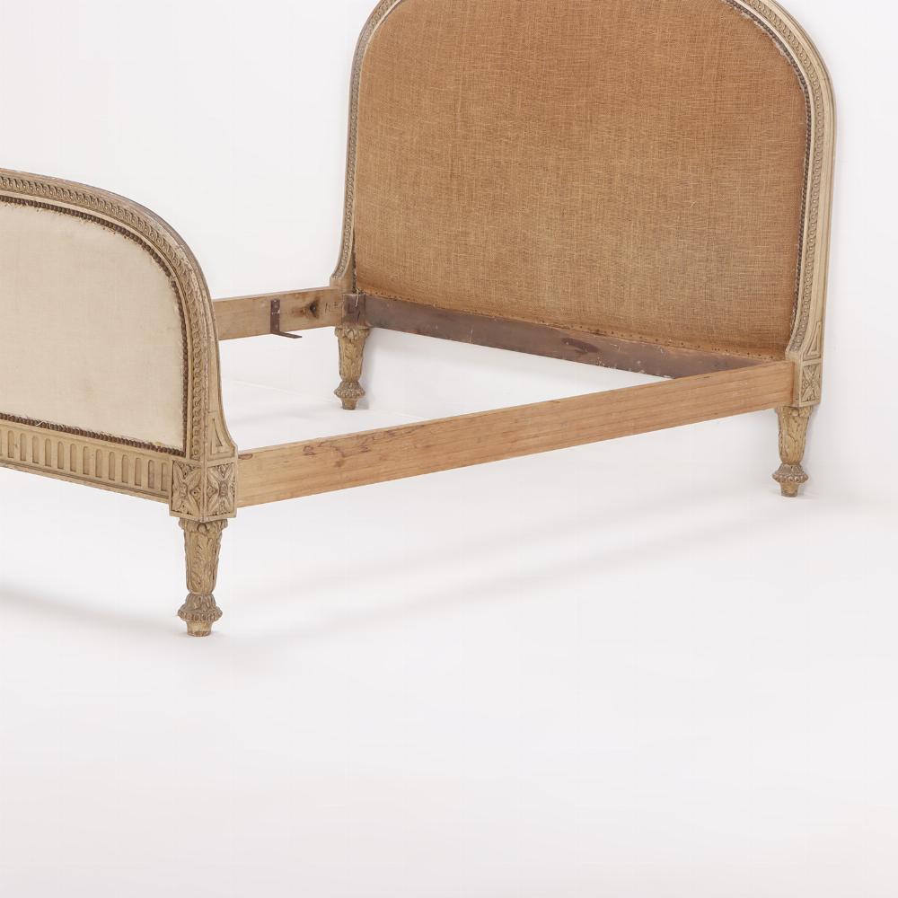 European A French painted and carved full size bed, in the Regency style, C. 1900. For Sale