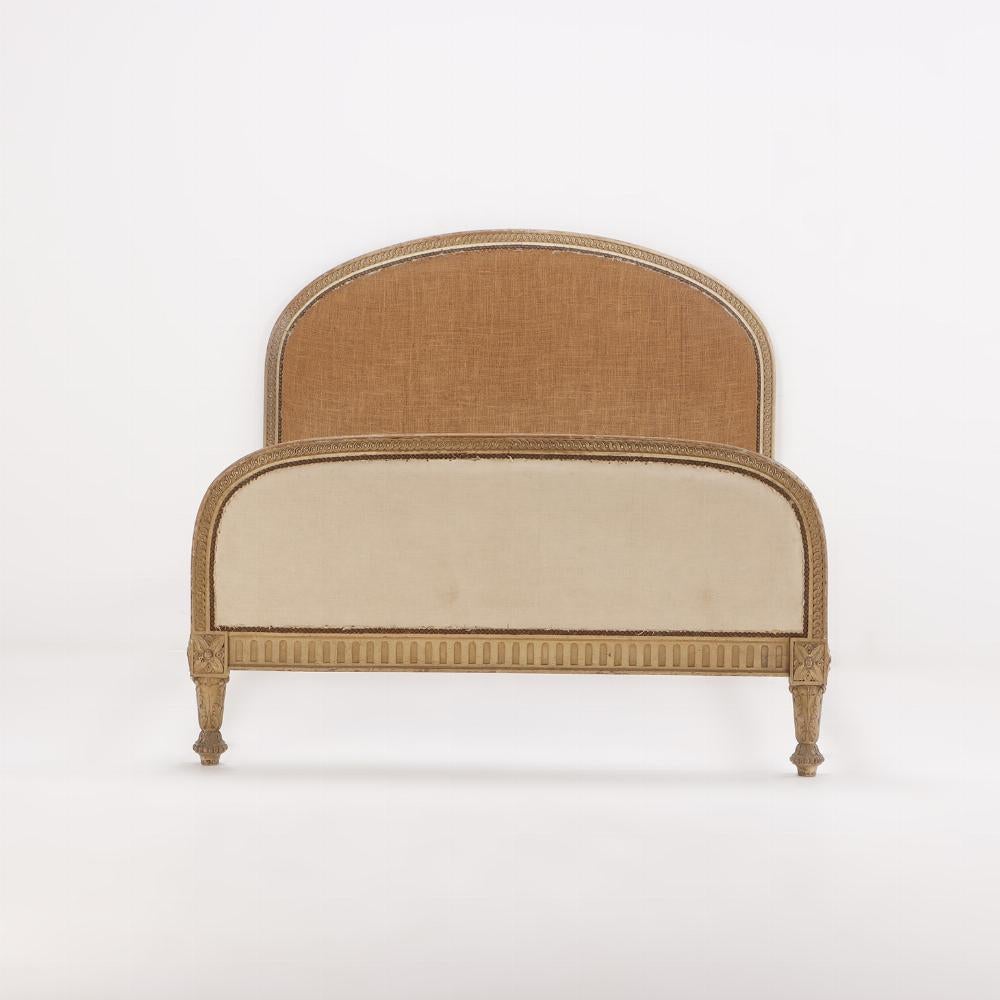 20th Century A French painted and carved full size bed, in the Regency style, C. 1900. For Sale