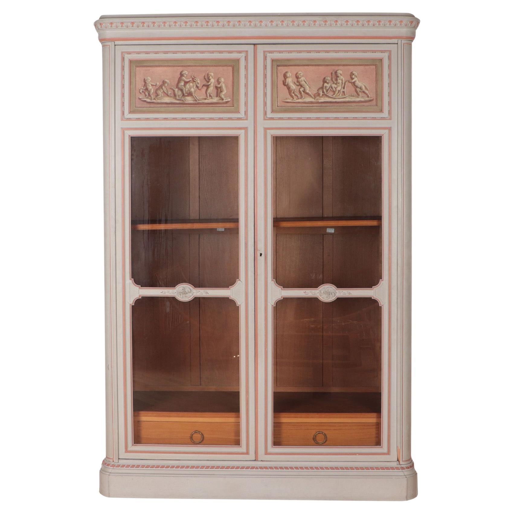 French Painted Display and Storage Cabinet C 1900, Signed Sormani For Sale