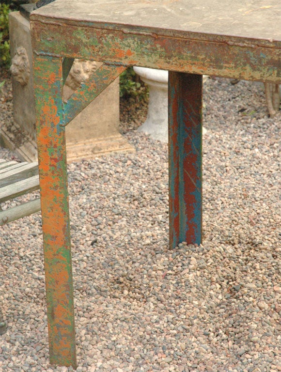 Industrial French Painted Iron Table, Circa 1940 For Sale