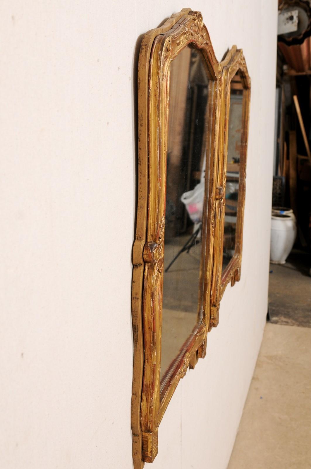 French Pair of 19th C. Mirrors w/ Their Original Gilt Finish For Sale 6