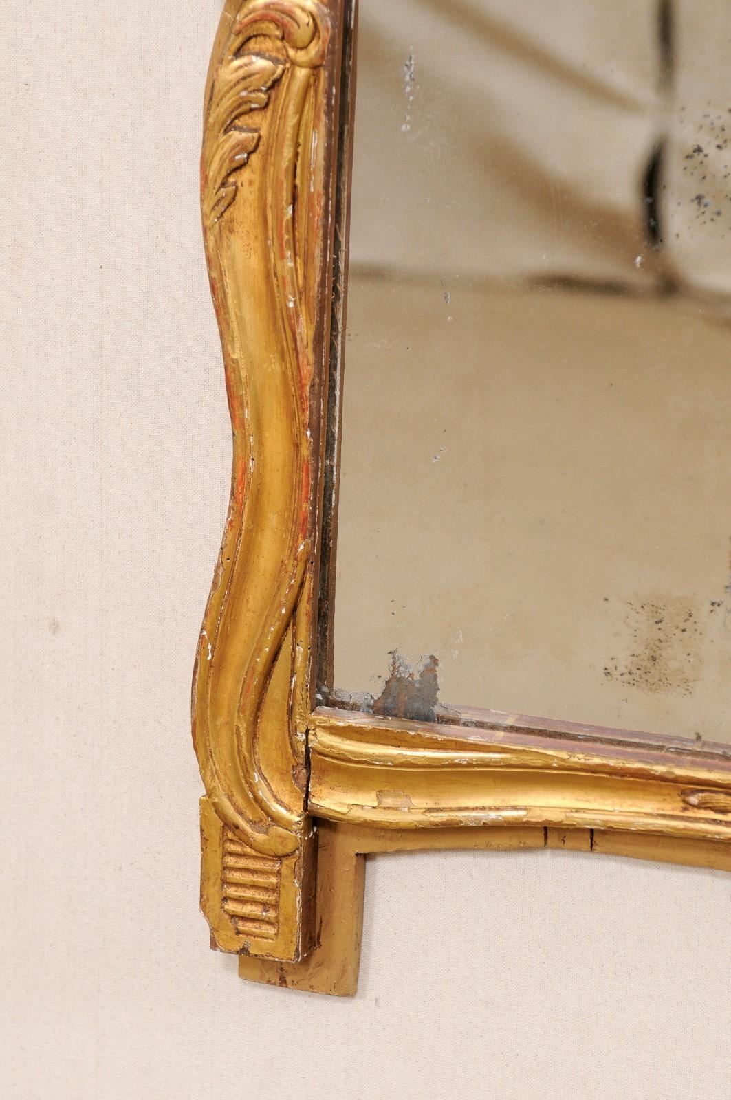 French Pair of 19th C. Mirrors w/ Their Original Gilt Finish For Sale 7