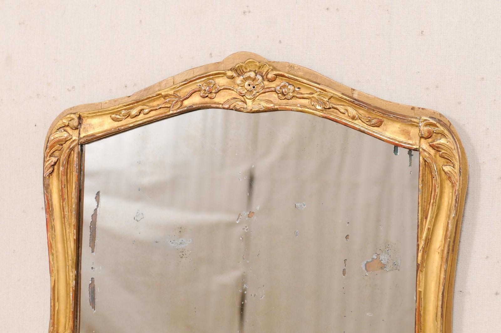 French Pair of 19th C. Mirrors w/ Their Original Gilt Finish For Sale 2