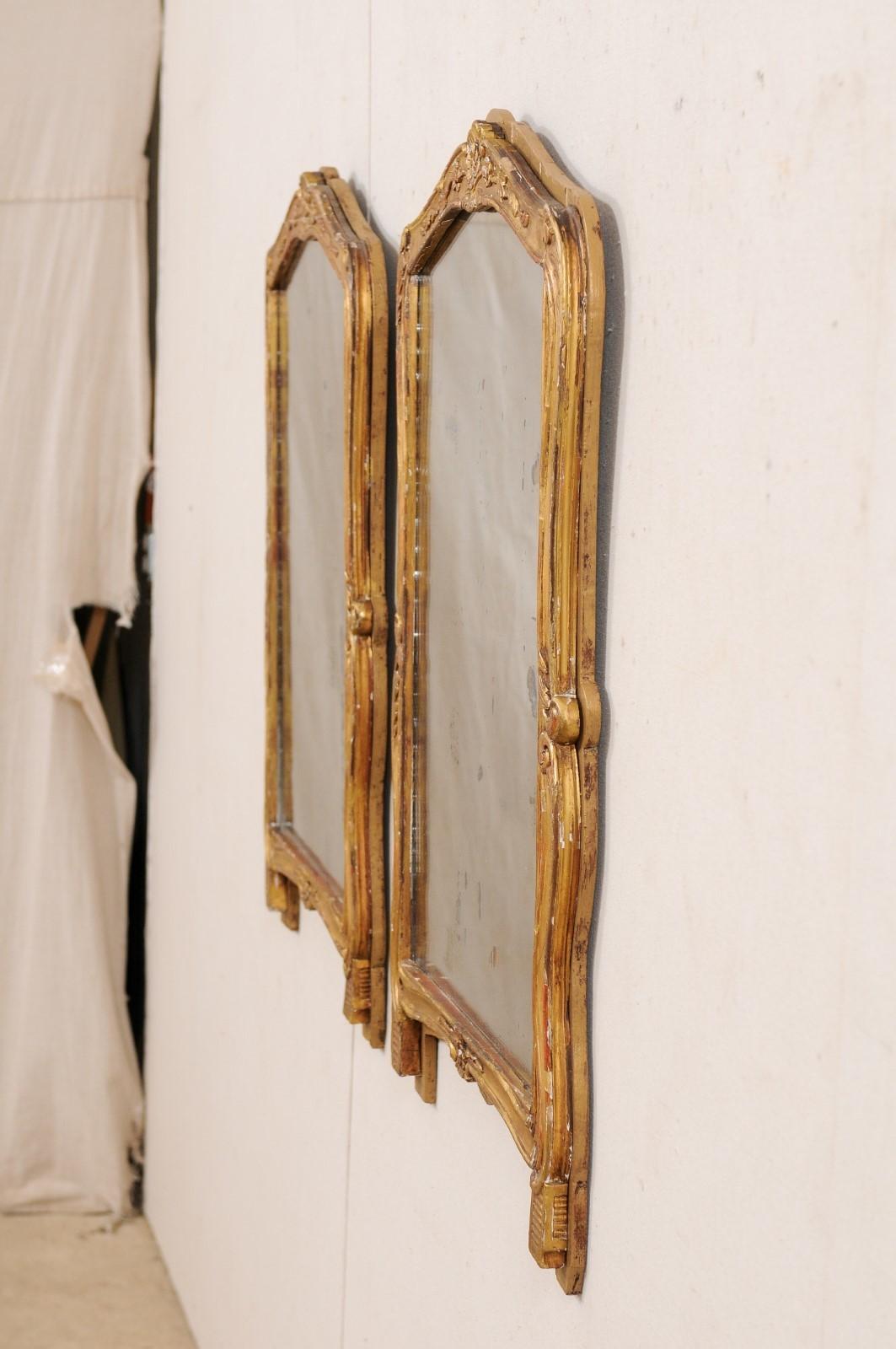 French Pair of 19th C. Mirrors w/ Their Original Gilt Finish For Sale 5