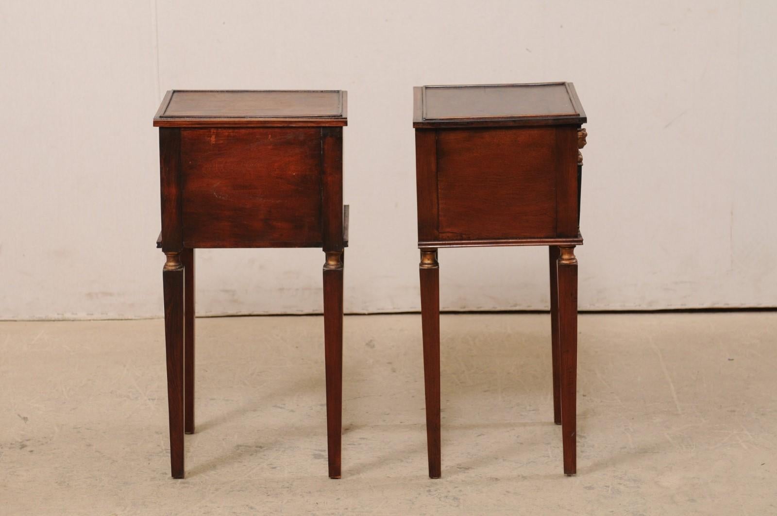 20th Century French Pair of Antique End Tables, Adorn with Egyptian Revival Accents For Sale