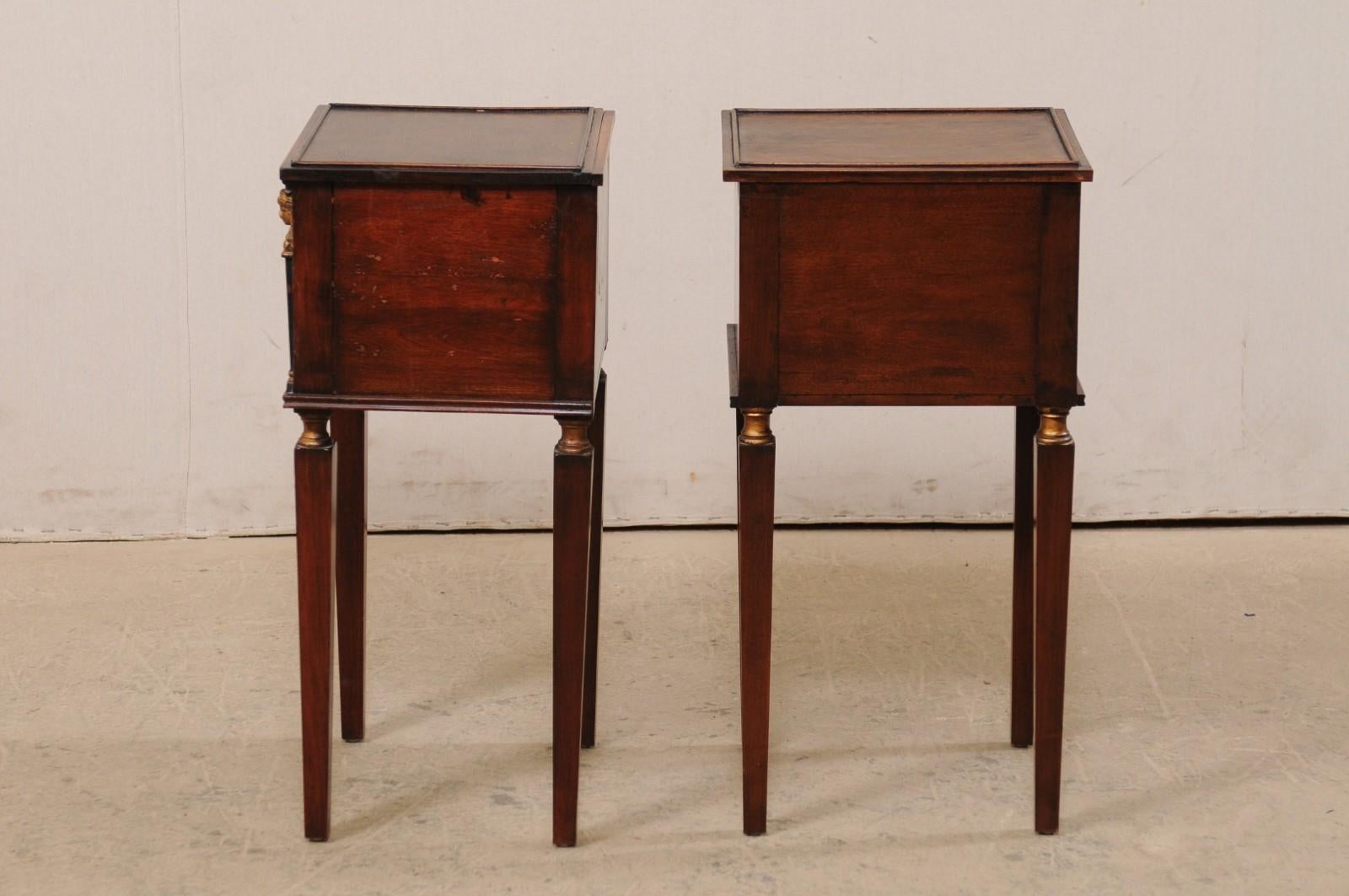 Wood French Pair of Antique End Tables, Adorn with Egyptian Revival Accents For Sale