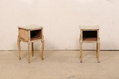 French Pair of Mirror-Top Carved-Wood End Tables, 1920's