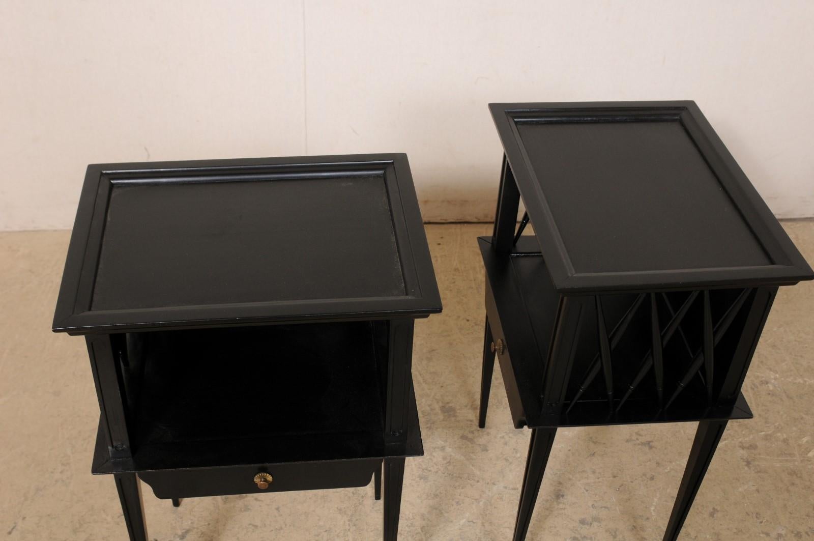 A French Pair of Wooden Side Chests/End Tables in Black, Mid 20th Century 7