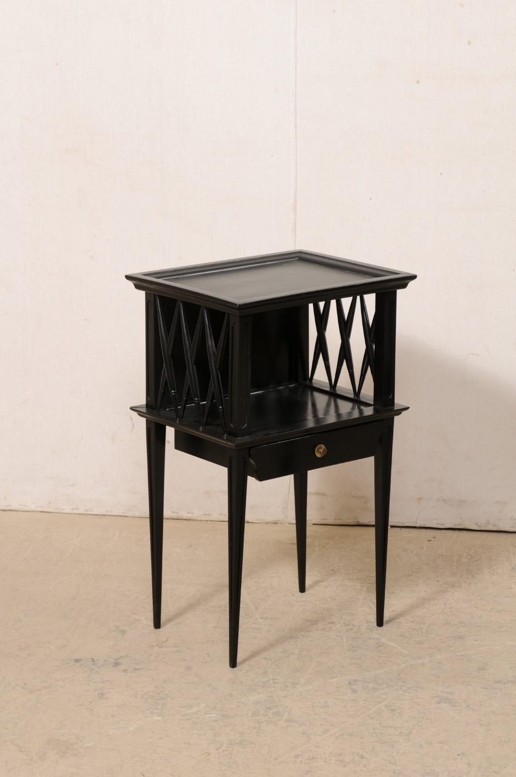 European A French Pair of Wooden Side Chests/End Tables in Black, Mid 20th Century