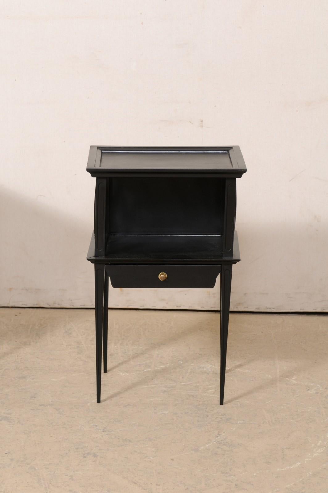 A French Pair of Wooden Side Chests/End Tables in Black, Mid 20th Century In Good Condition In Atlanta, GA