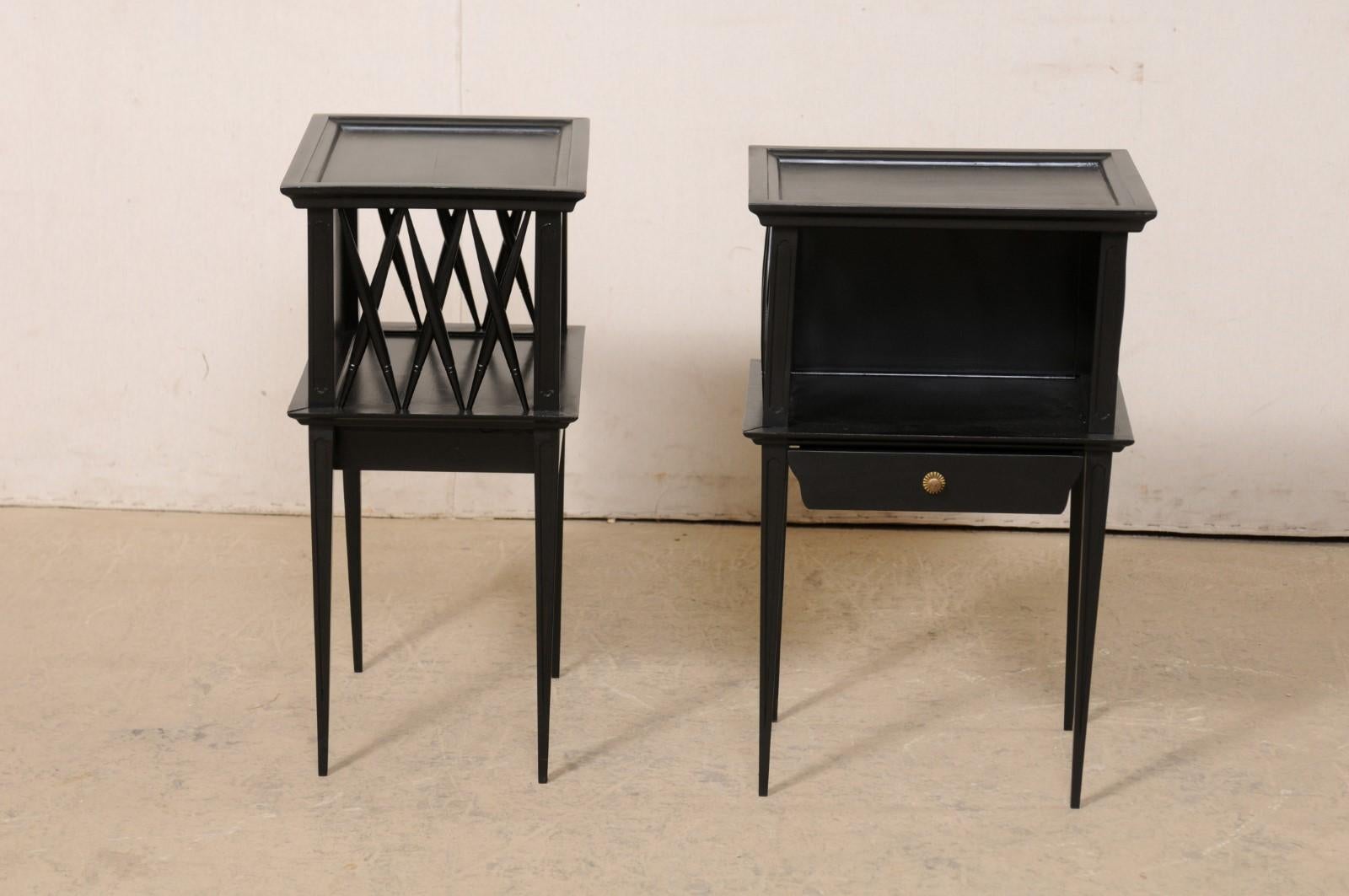 A French Pair of Wooden Side Chests/End Tables in Black, Mid 20th Century 2