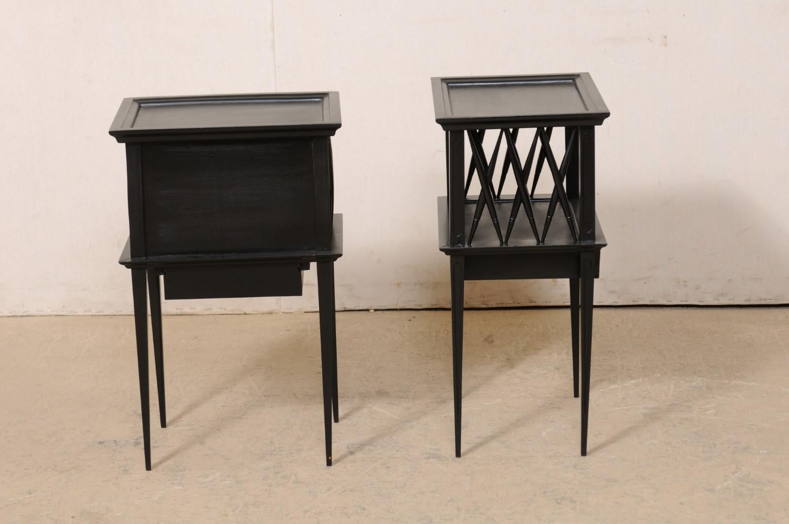 A French Pair of Wooden Side Chests/End Tables in Black, Mid 20th Century 3