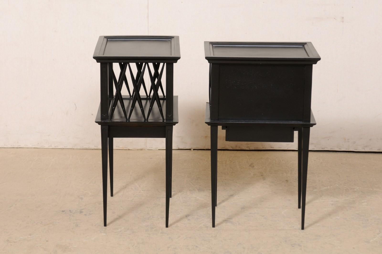 A French Pair of Wooden Side Chests/End Tables in Black, Mid 20th Century 4