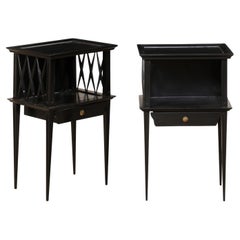 A French Pair of Wooden Side Chests/End Tables in Black, Mid 20th Century