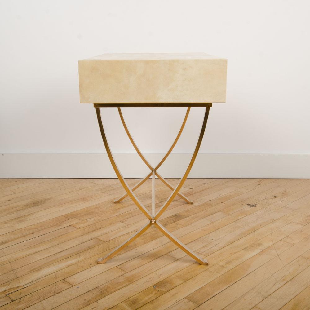 Parchment Paper French Parchment Bronze Table in the Manner of Andre Arbus, circa 1940.
