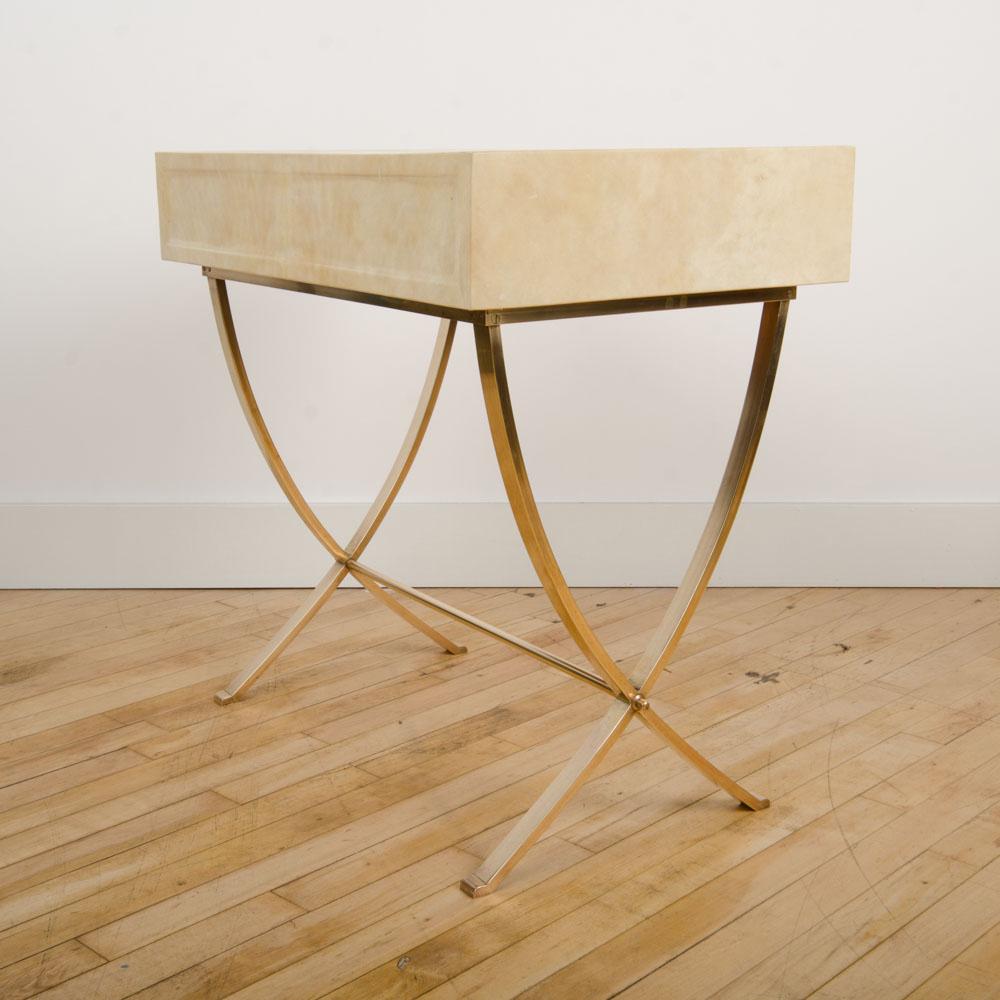 French Parchment Bronze Table in the Manner of Andre Arbus, circa 1940. 2