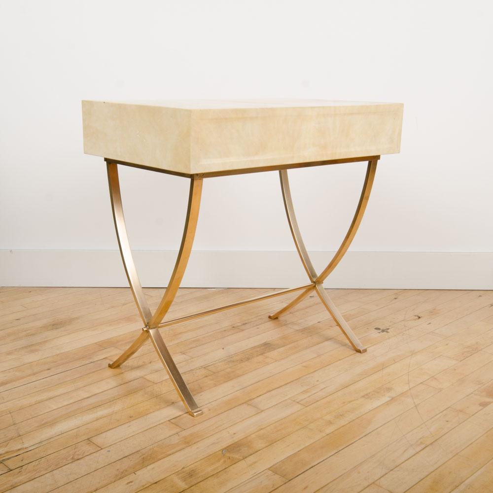 French Parchment Bronze Table in the Manner of Andre Arbus, circa 1940. 3