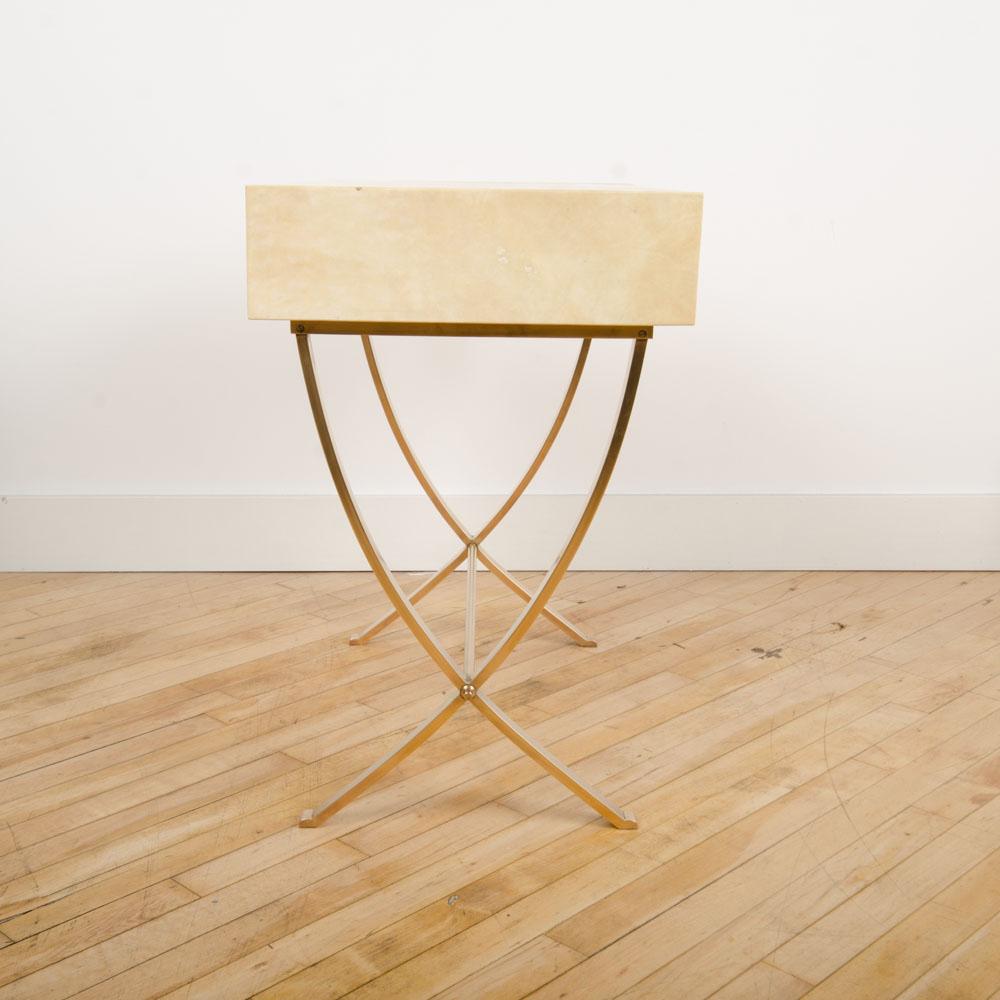 French Parchment Bronze Table in the Manner of Andre Arbus, circa 1940. 4