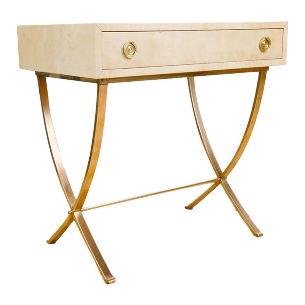 French Parchment Bronze Table in the Manner of Andre Arbus, circa 1940.