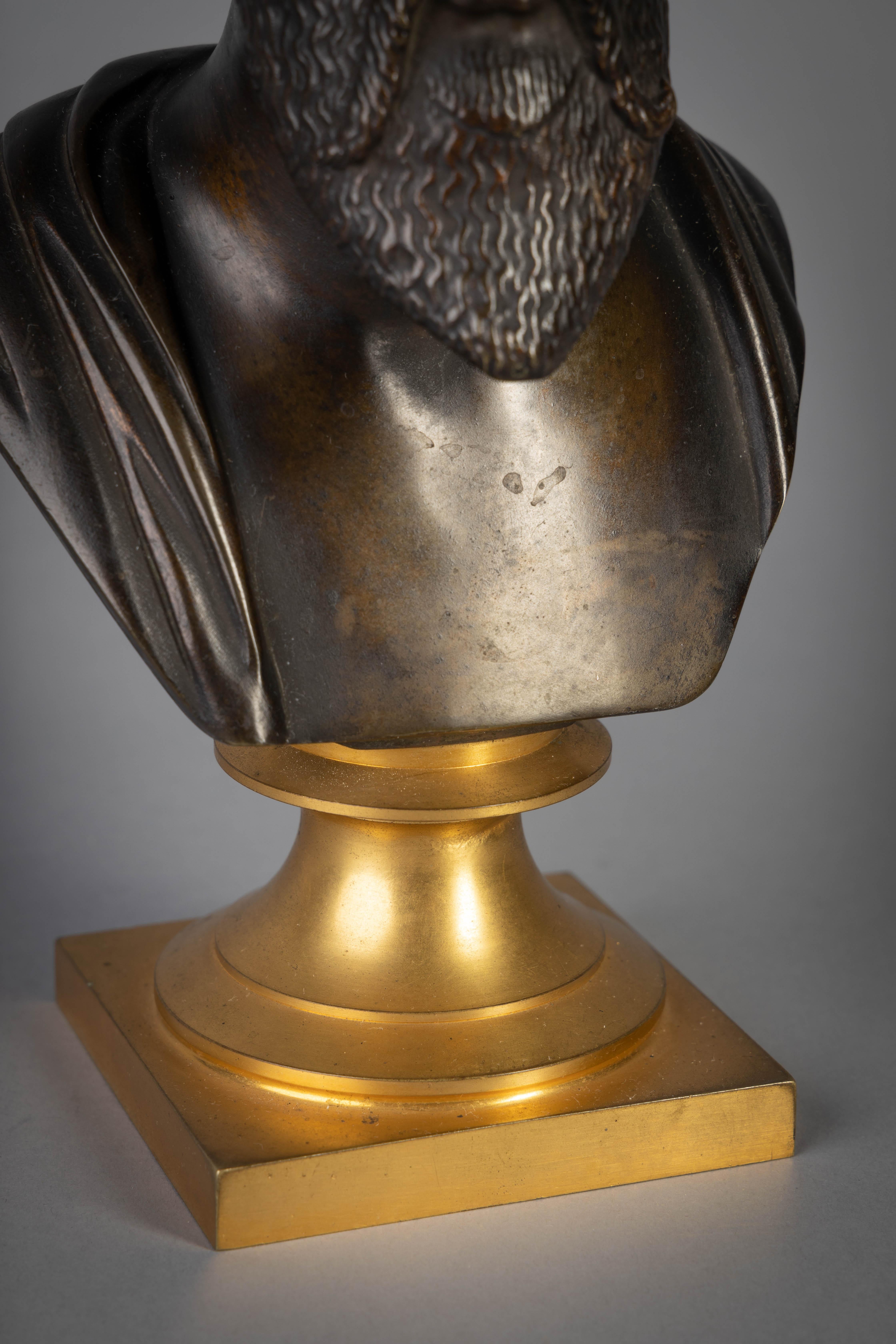 Late 19th Century French Patinated Bronze Bust of a Bearded Monarch, circa 1875 For Sale